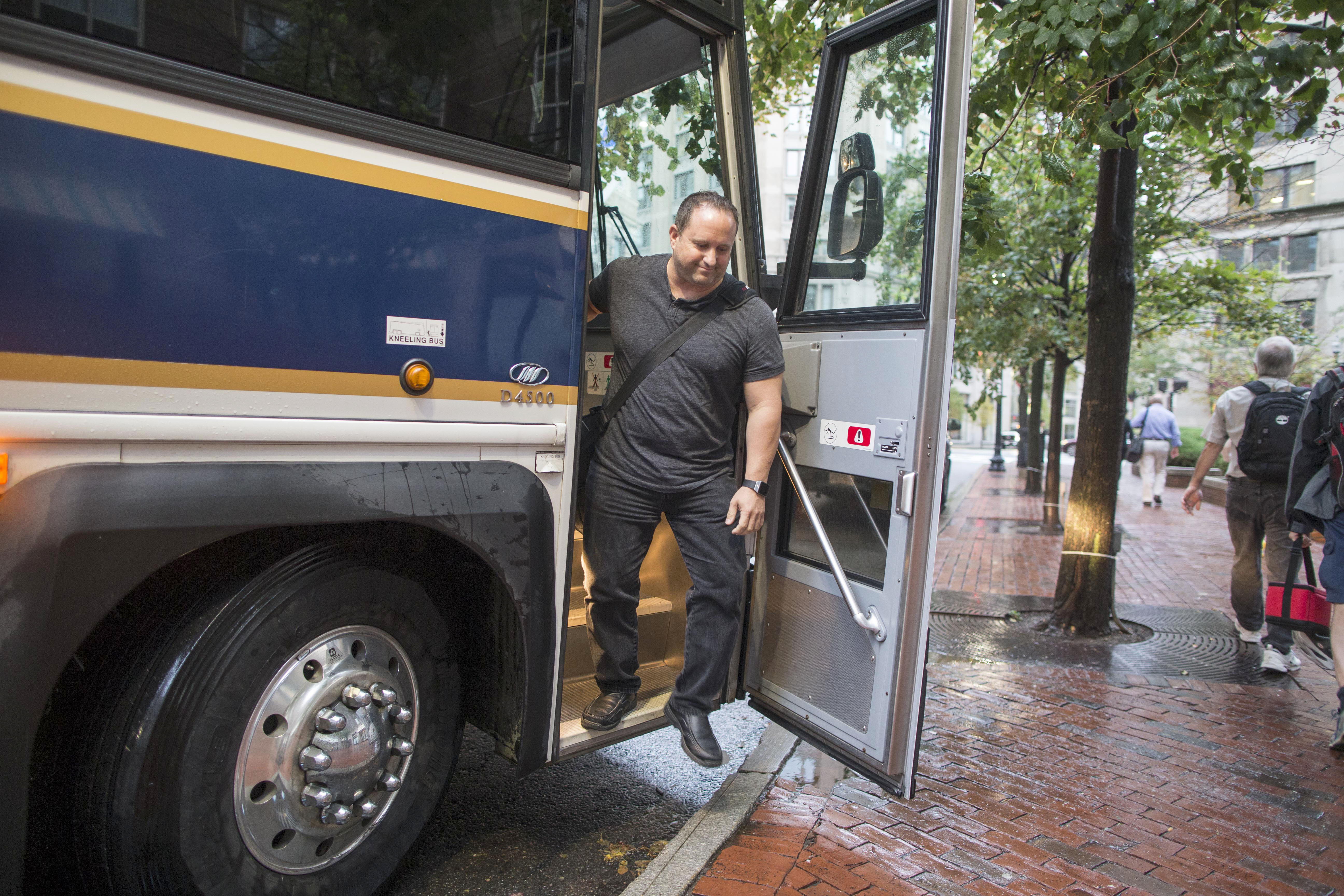 Scott Jason got off a Plymouth & Brockton bus in Boston on Friday.