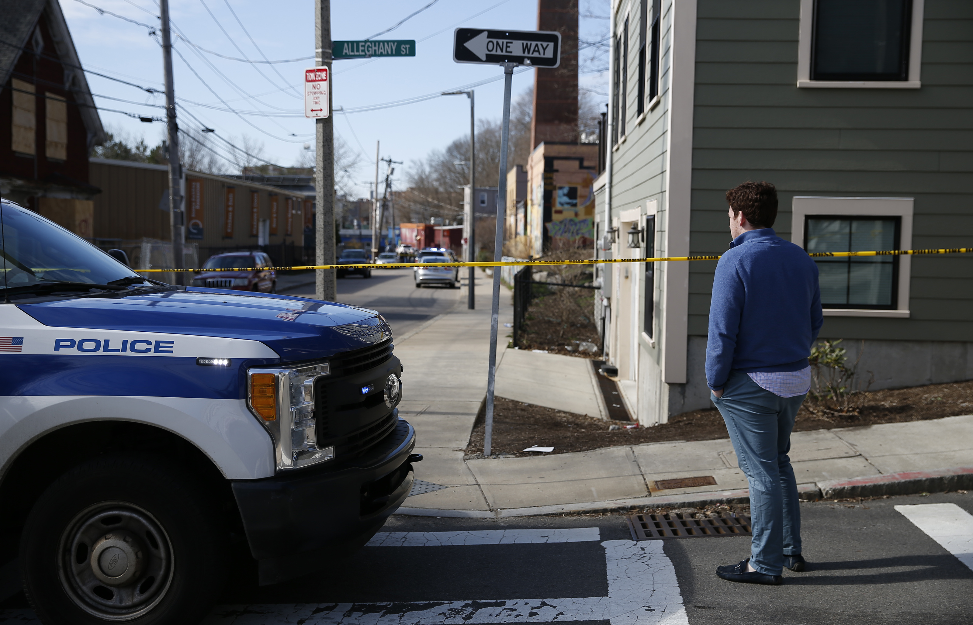 A man Sunday paused at the scene where the body of missing 19-year-old Wentworth student Max Carbone was found.