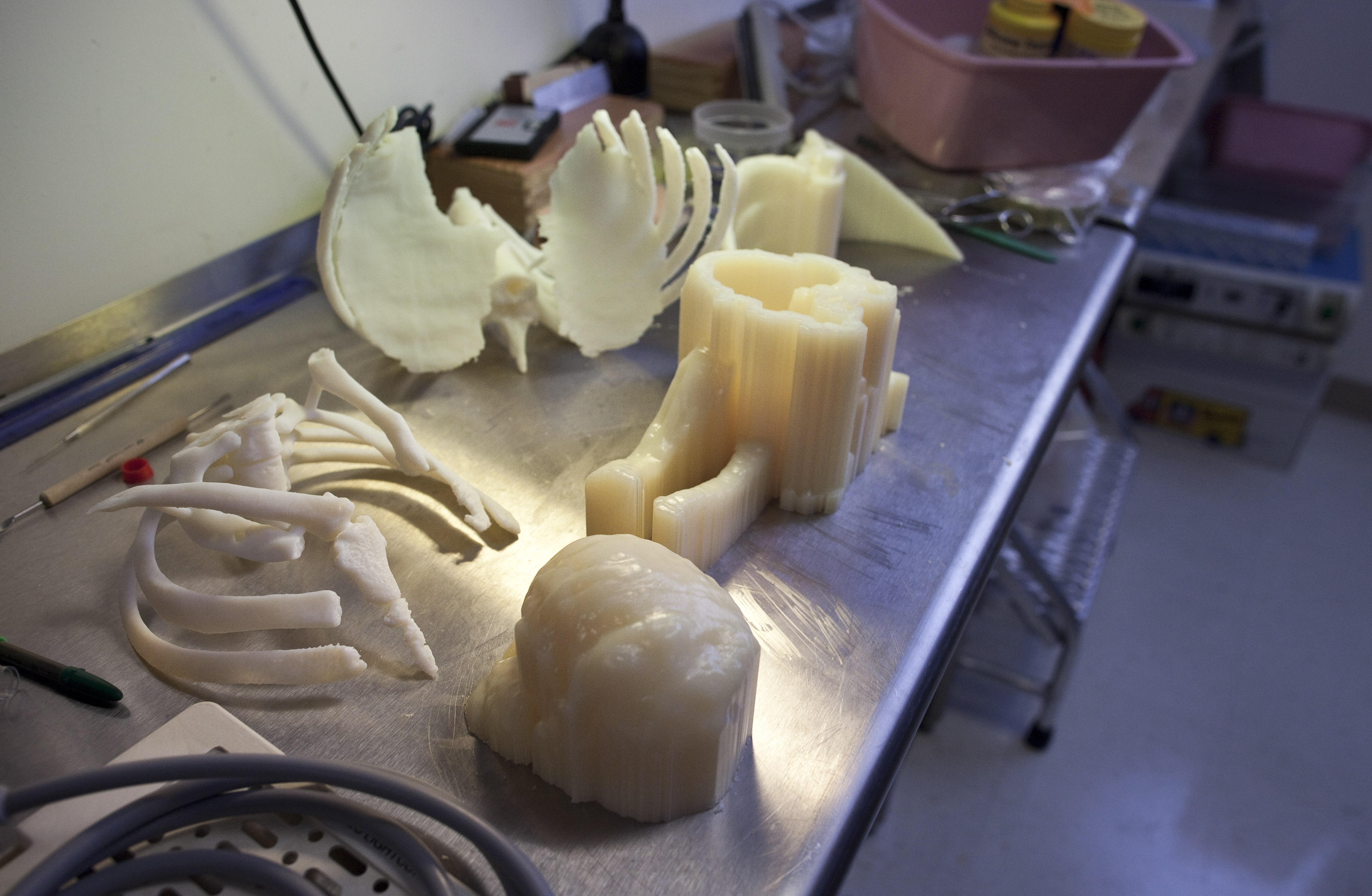 3-D-printed body parts used in Boston Children’s Hospital’s simulator program.