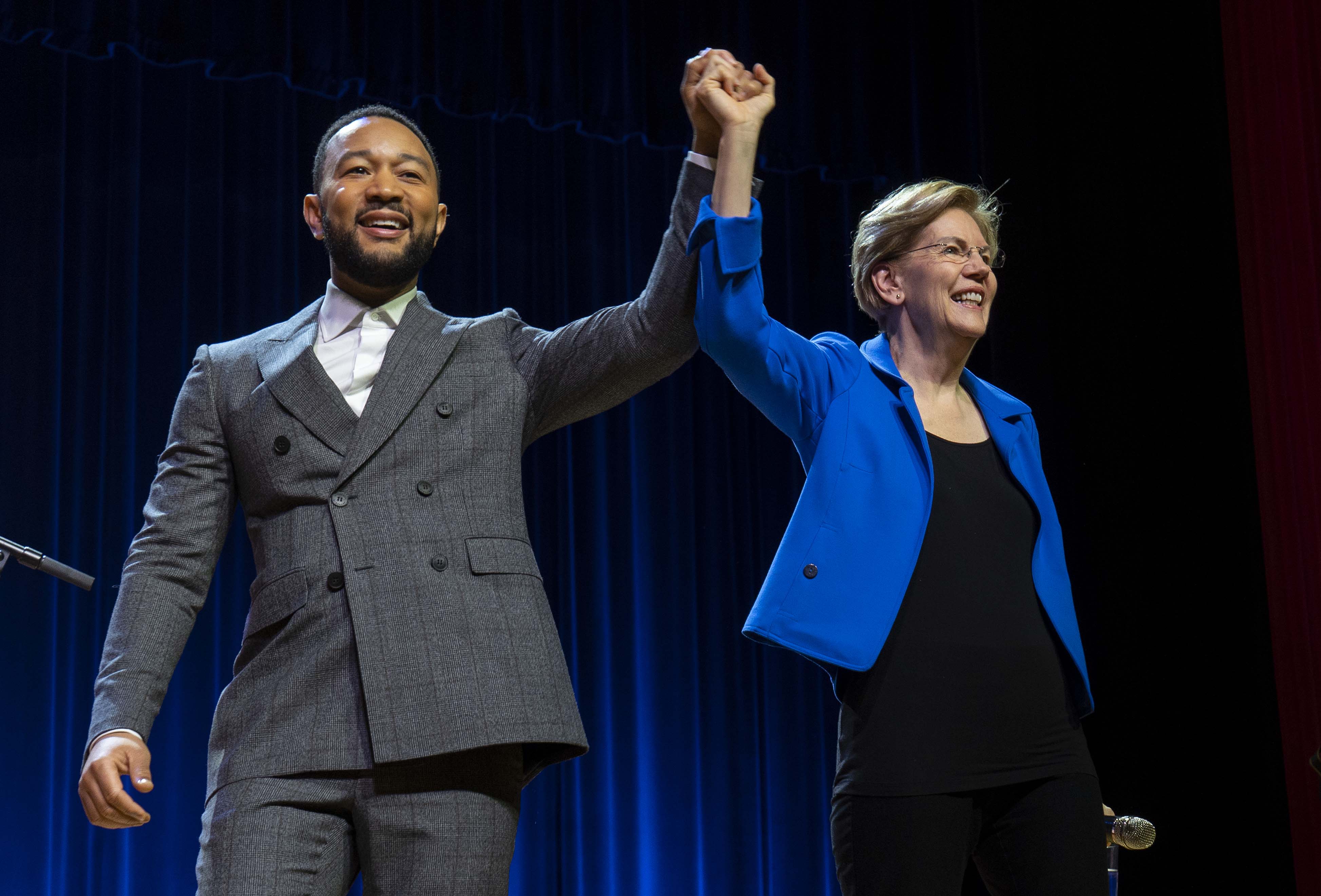 John Legend appeared with Elizabeth Warren at a campaign rally in Orangeburg, S.C.