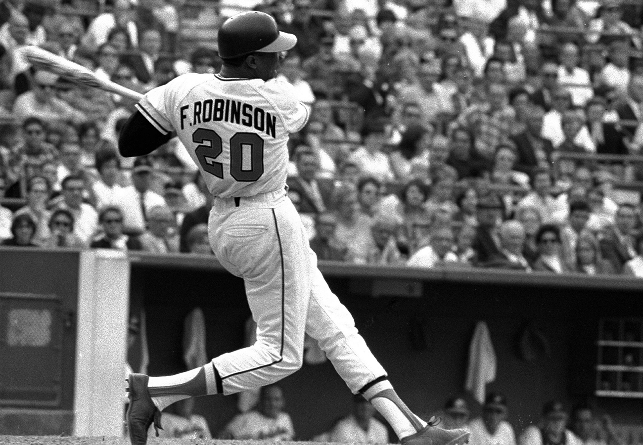 Robinson with Baltimore in 1966, his Triple Crown year.
