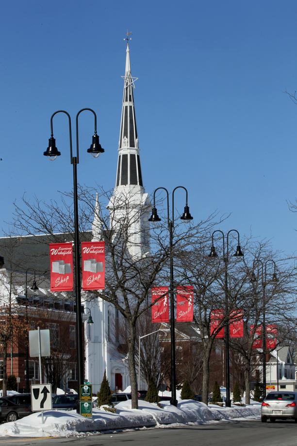 The church’s spire was a local landmark.
