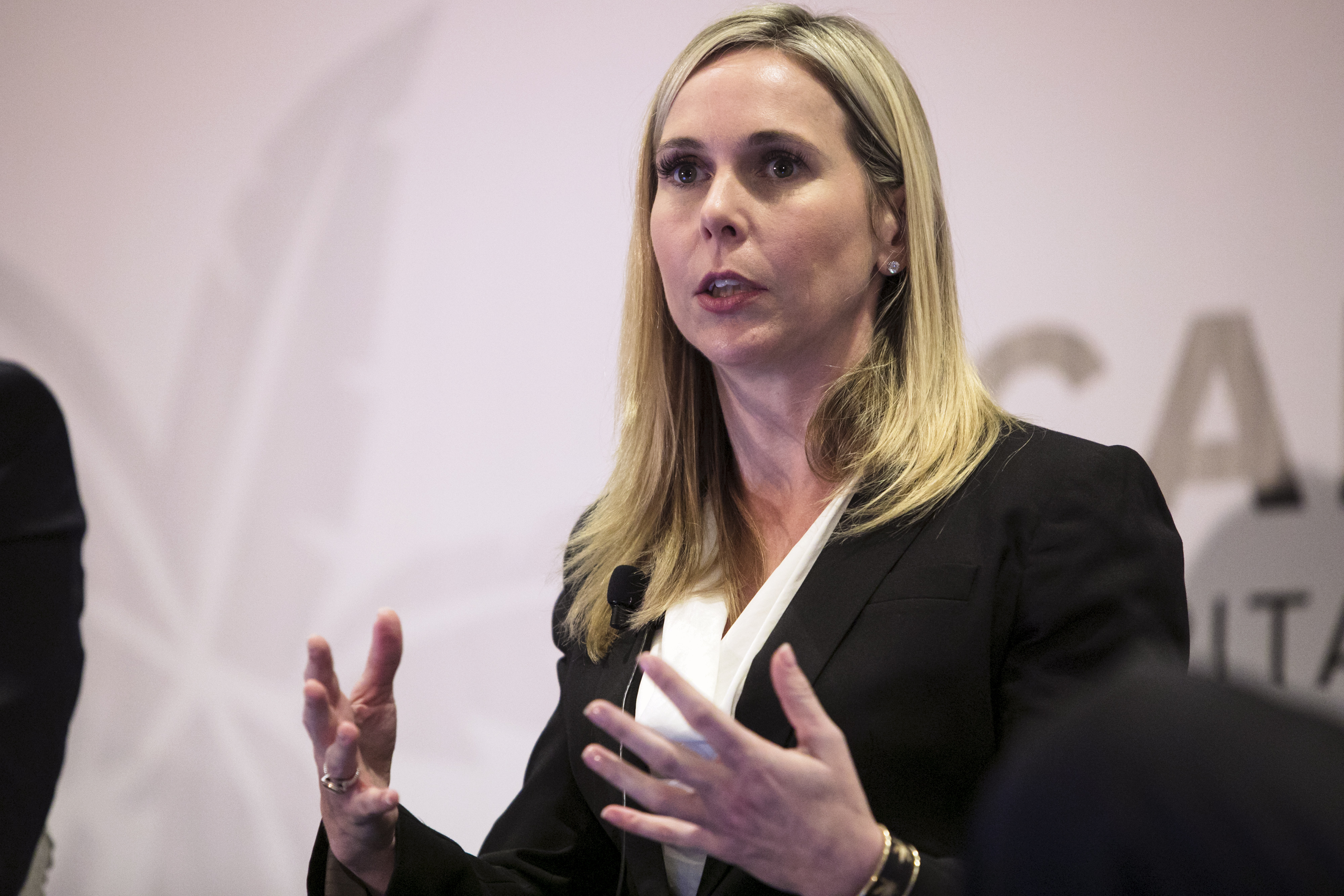 Kim Rivers, CEO of Trulieve, spoke during a panel discussion at the Benzinga Cannabis Capital Conference in Miami Beach, Fla. in January.