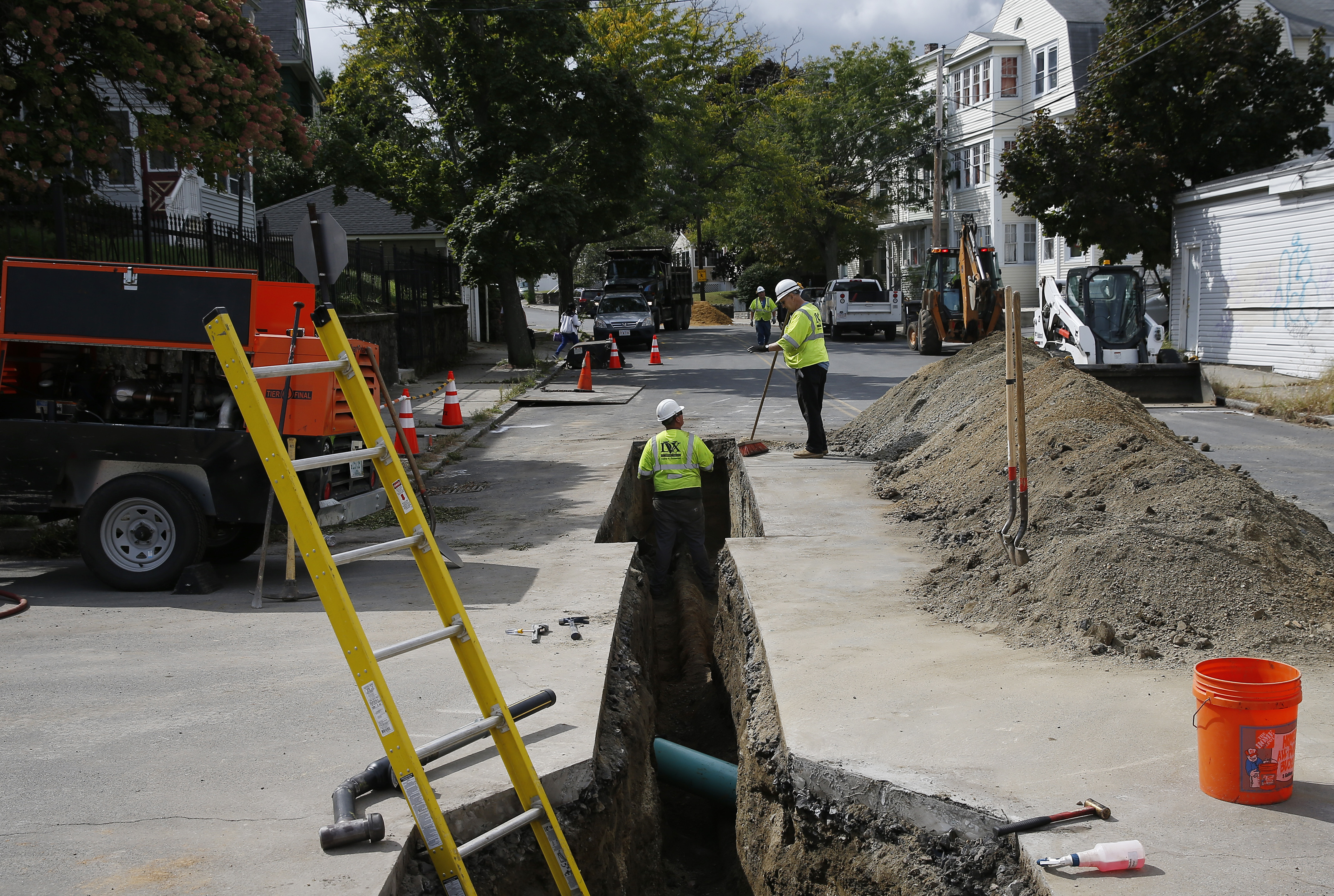 Gas workers tended to pipes off of Brookfield Street in South Lawrence earlier this month.
