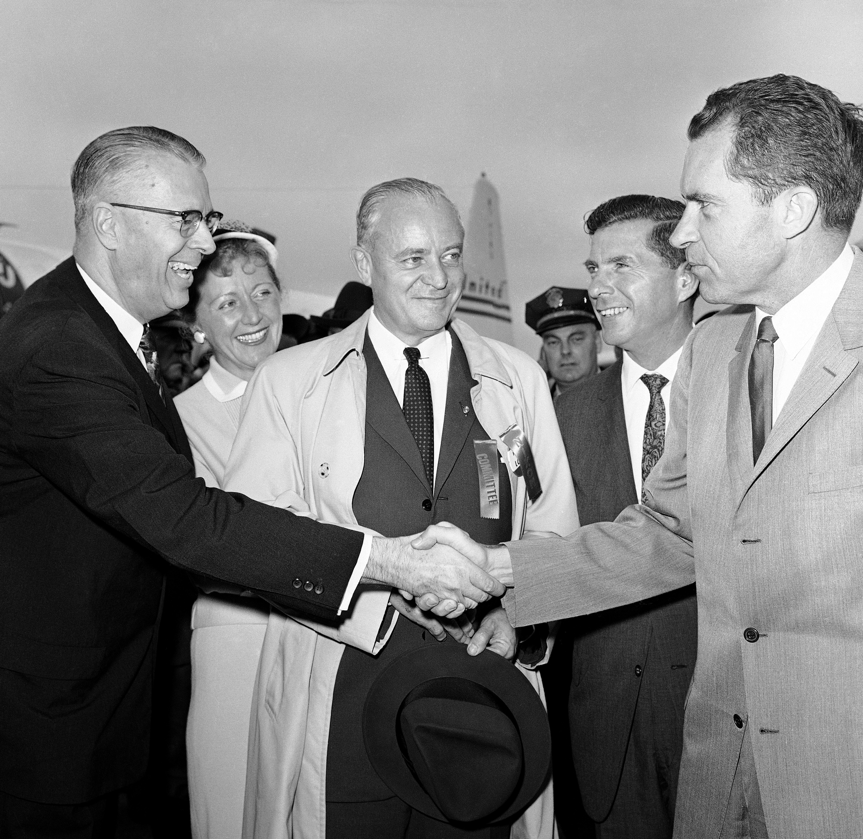 N.H. Senator Styles Bridges (center) may have played a role in the suicide of a Wyoming Senator.