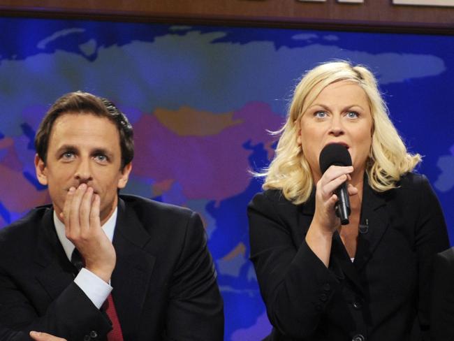 Seth Meyers with Amy Poehler and Sarah Palin on “Saturday Night Live.”
