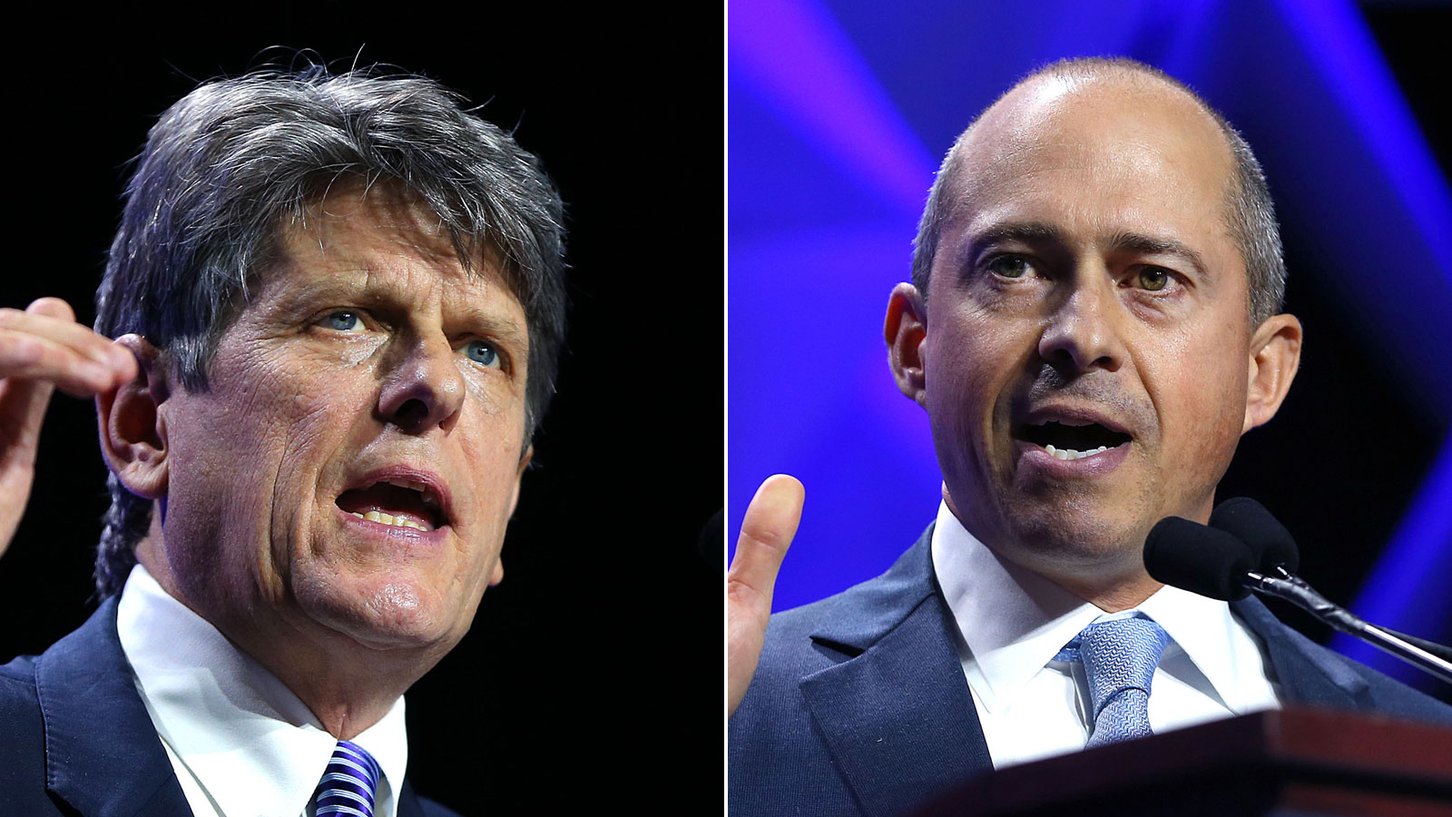 The two Democratic candidates for governor, Bob Massie (left) and Jay Gonzalez (right), are keying in on transportation in their bids to unseat Charlie Baker.