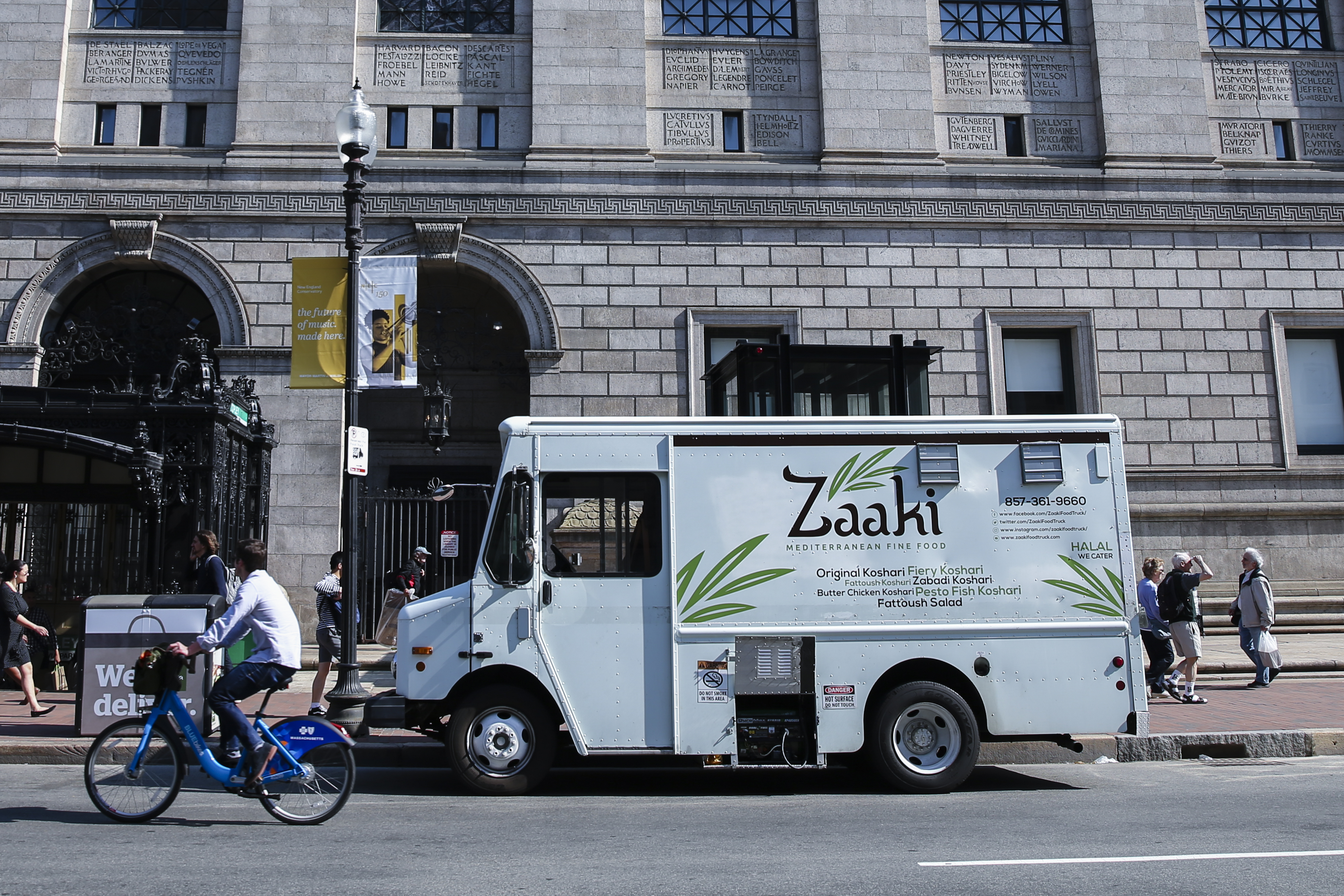 The Zaaki Food Truck in front of the Boston Public Library.