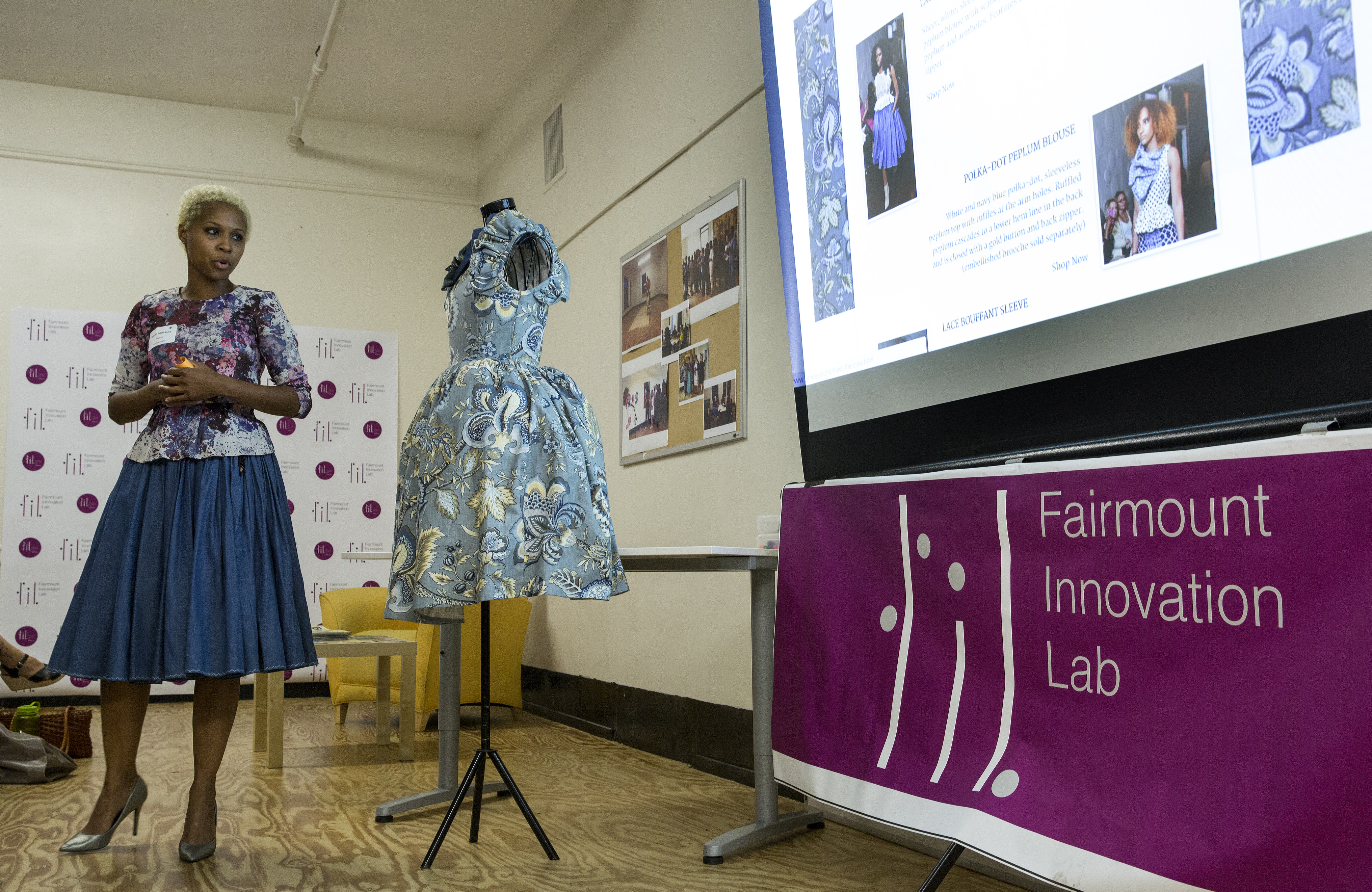 Joelle Jean-Fontaine, a fashion designer with Haitian roots, recently won a $500 prize from the Fairmount Innovation Lab.