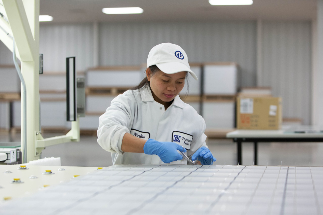 A worker at Wanxiang’s solar panel manufacturing plant in Rockford, Ill.