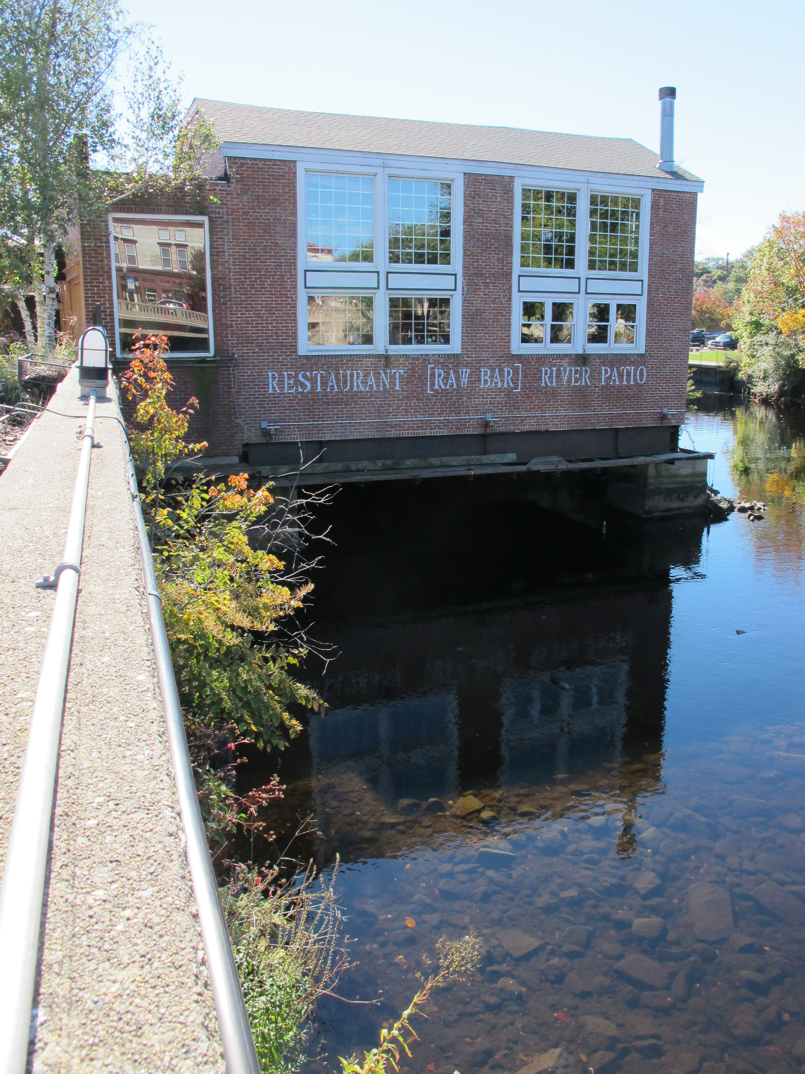 Bridge restaurant is perched over the Pawcatuck River, which divides Westerly, R.I., from Pawcatuck, Conn.
