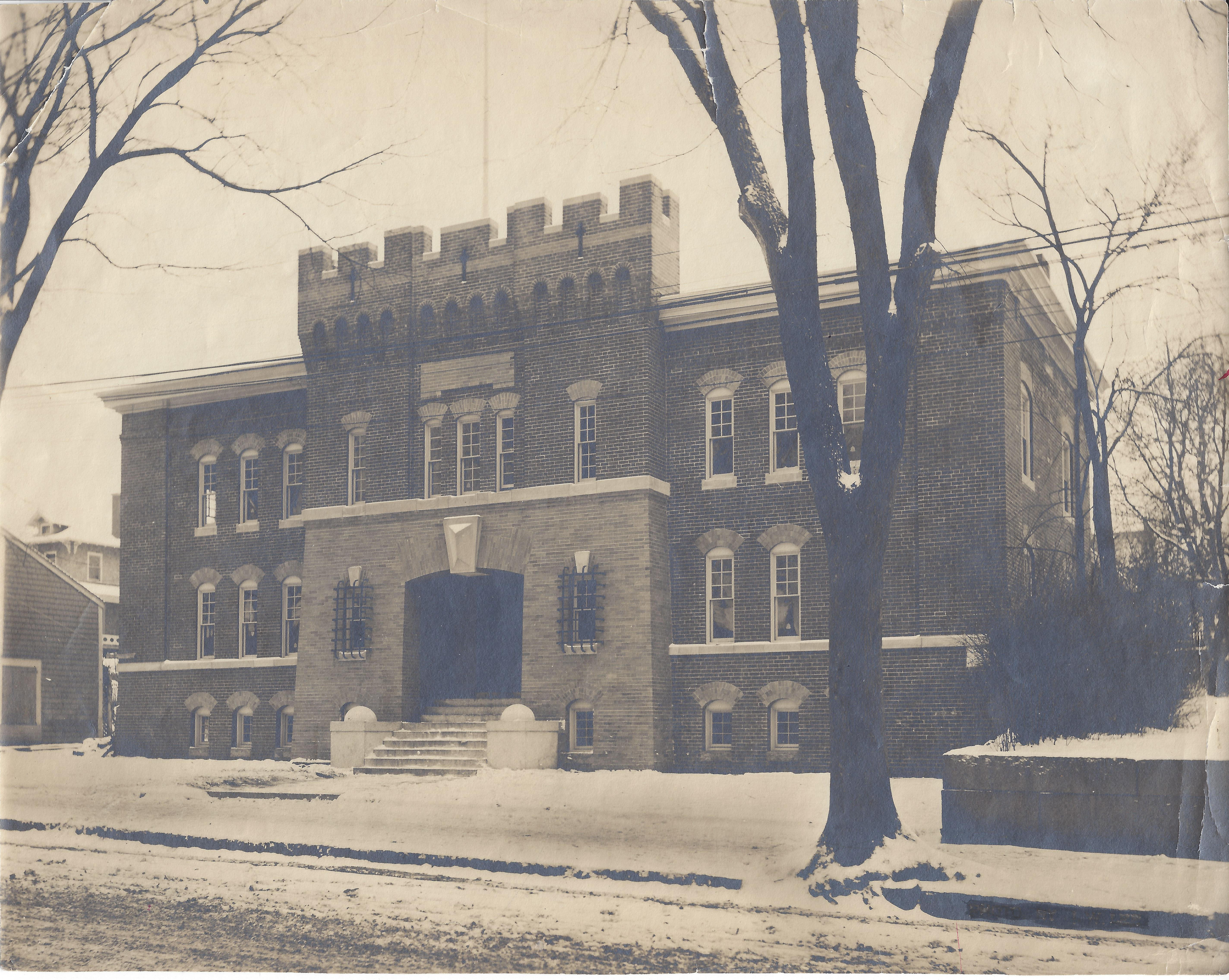 The armory barracks and training facility on Court Street before its conversion.