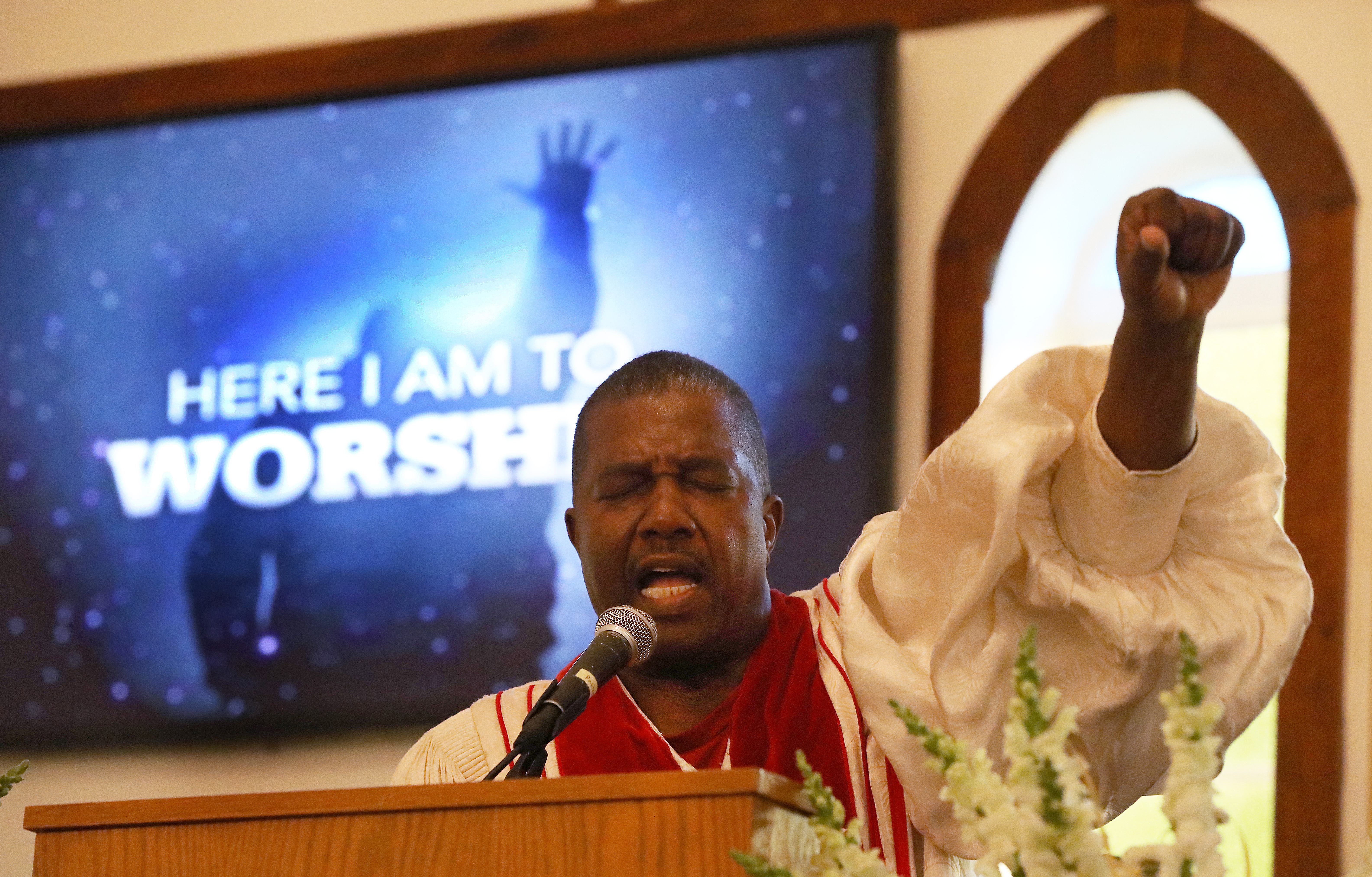 Reverend Miniard Culpepper during Sunday’s service.
