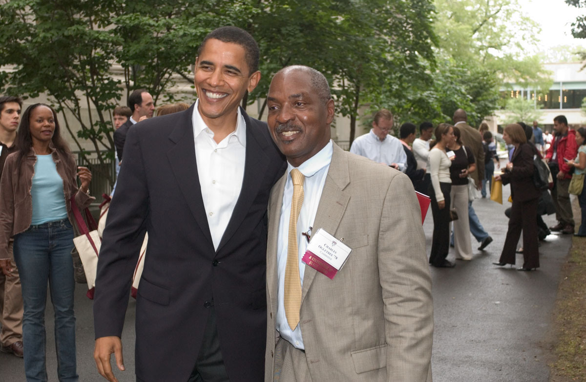 Ogletree at Harvard with Senator Barack Obama at a 2005 reunion.