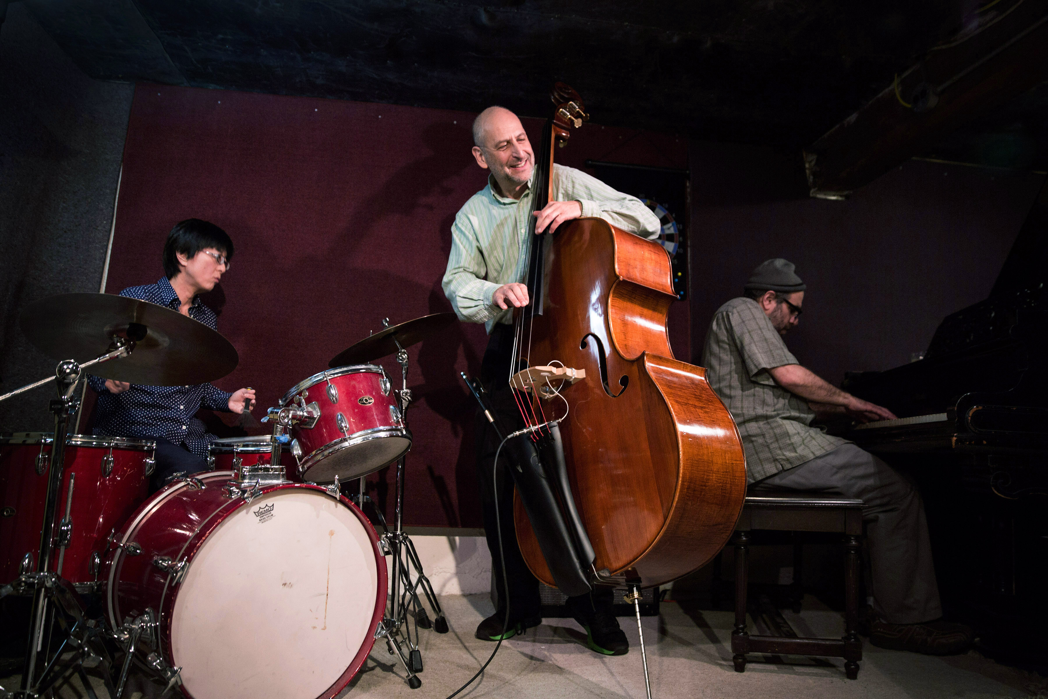 Jon Dreyer rehearsed with the Tickle Juice band. Music is his passion; his income is mostly from math tutoring.