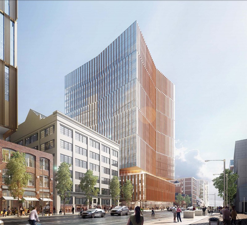 Apple and Capital One appear to be among tenants lined up for a new office building under construction at 314 Main Street in Kendall Square.