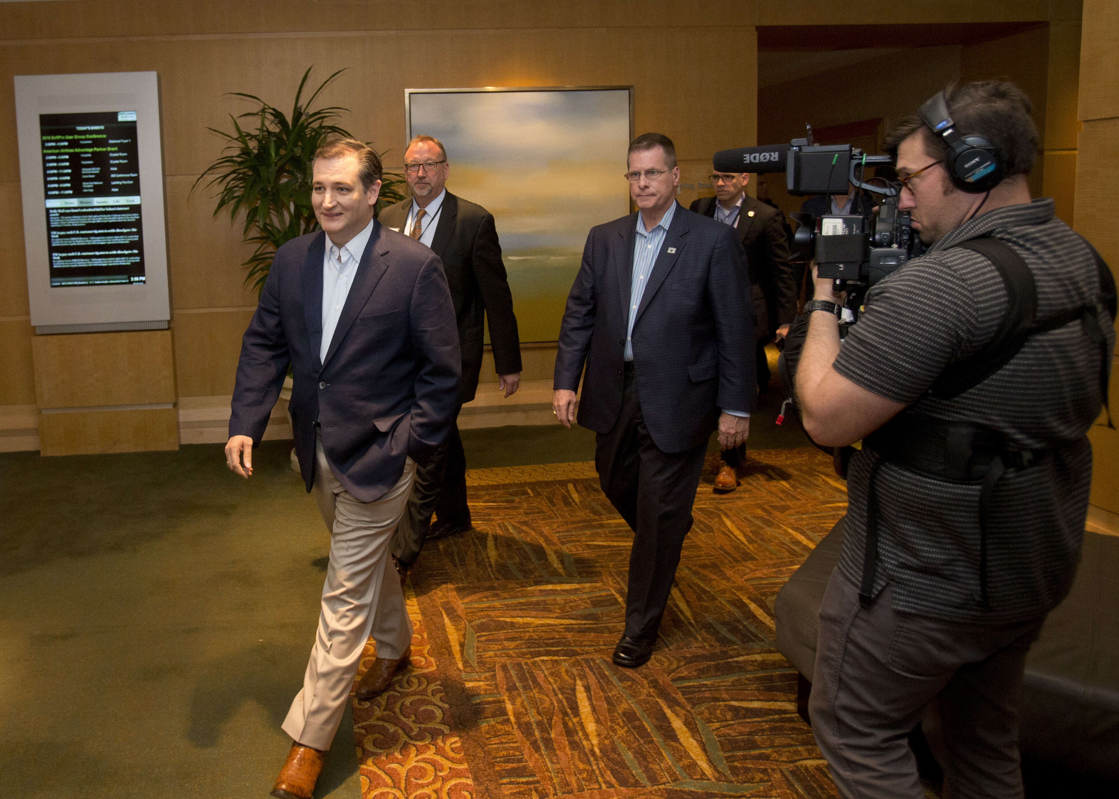 Republican presidential candidate Ted Cruz walked to a news conference last week.