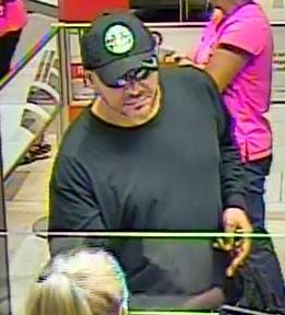 The suspect’s image was caught on surveillance video at the bank.