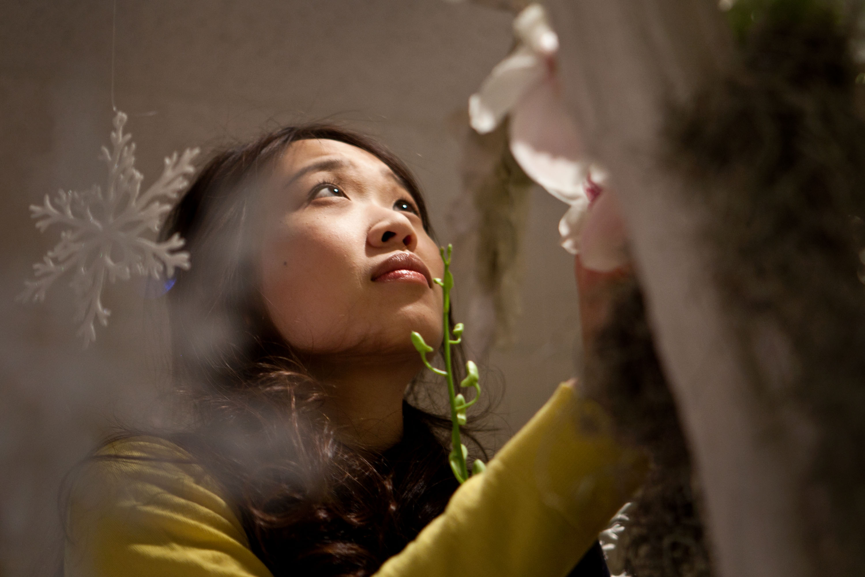 Serene Hung helped decorate the dining area in Highrock Church for the benefit concert.