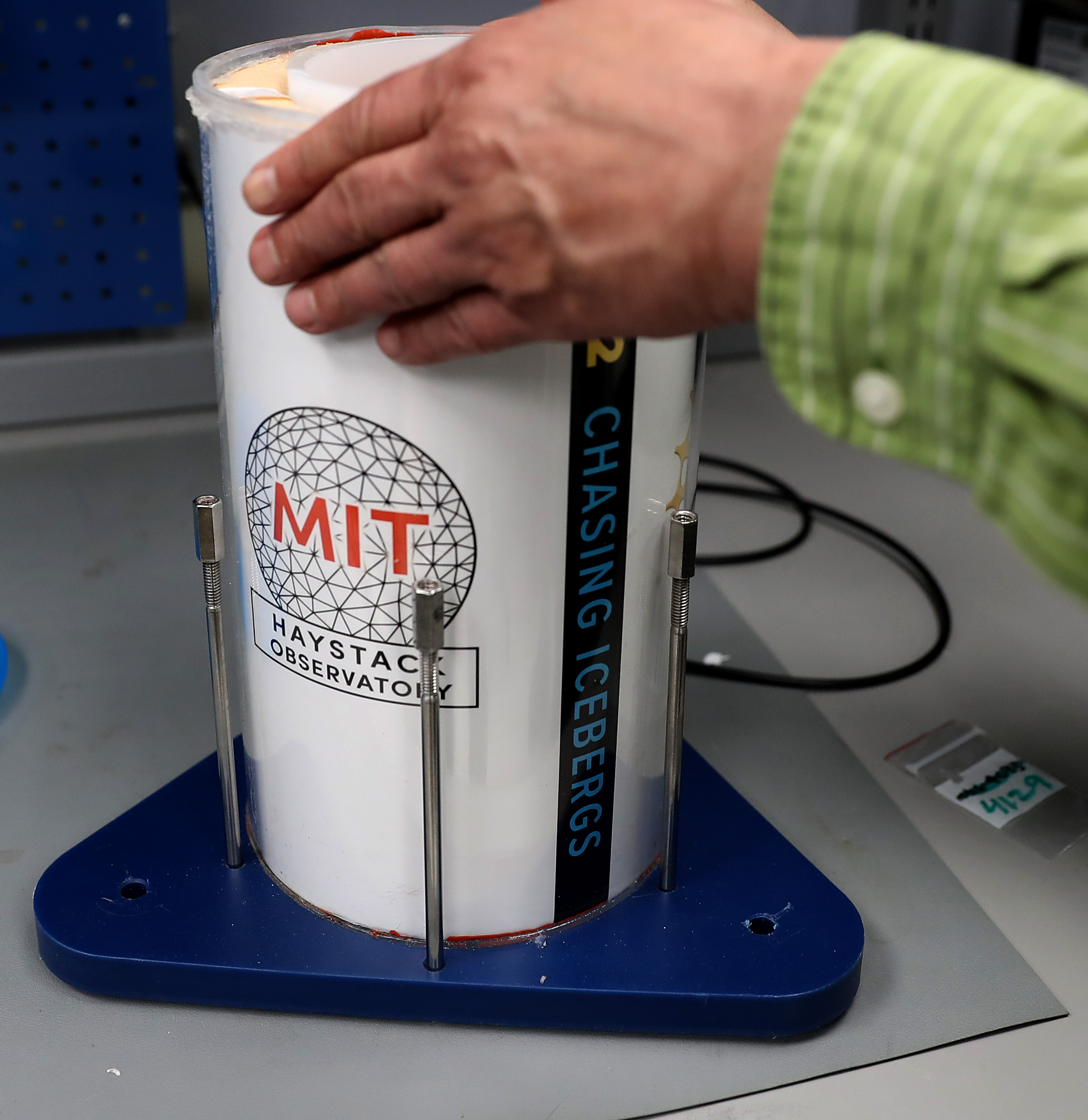 A GPS receiver that will go to Greenland to tract icebergs.