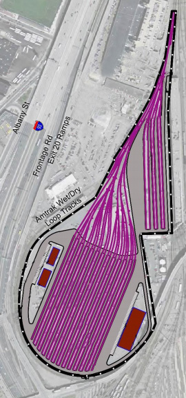 A concept drawing of a train yard the Massachusetts Department of Transportation is considering for Widett Circle. Boston Mayor Martin Walsh wants to see the area, now home to food wholesalers, redeveloped into a new neighborhood.
