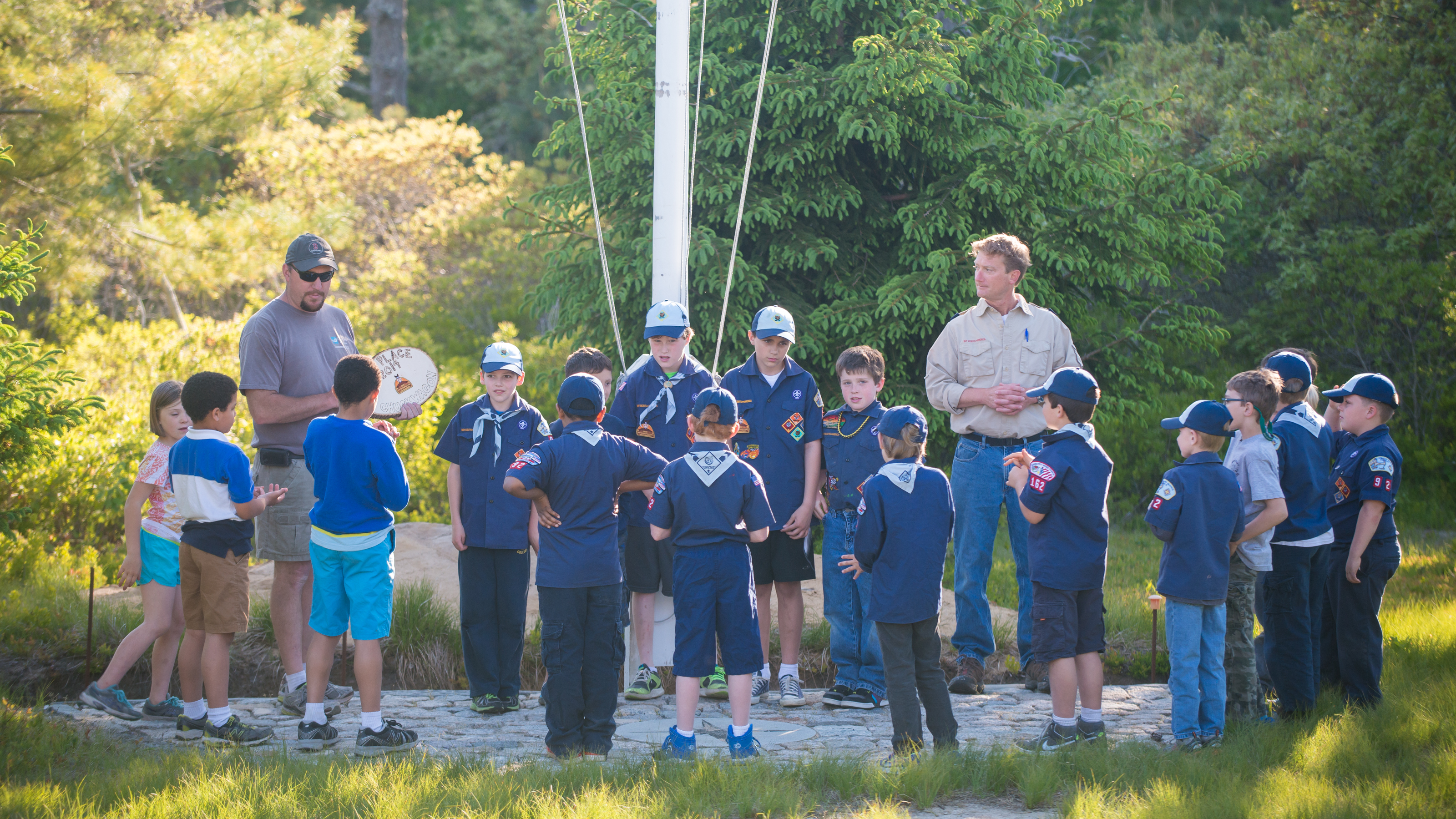 Nantucket Boy Scouts with scout leaders Jeff Fox and Michael Wilson.