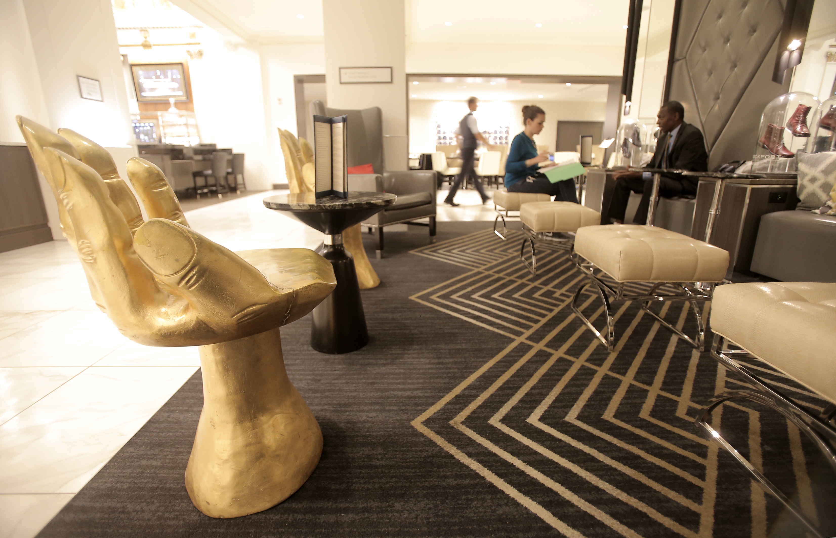 A side area off the main lobby at the Park Plaza hotel.