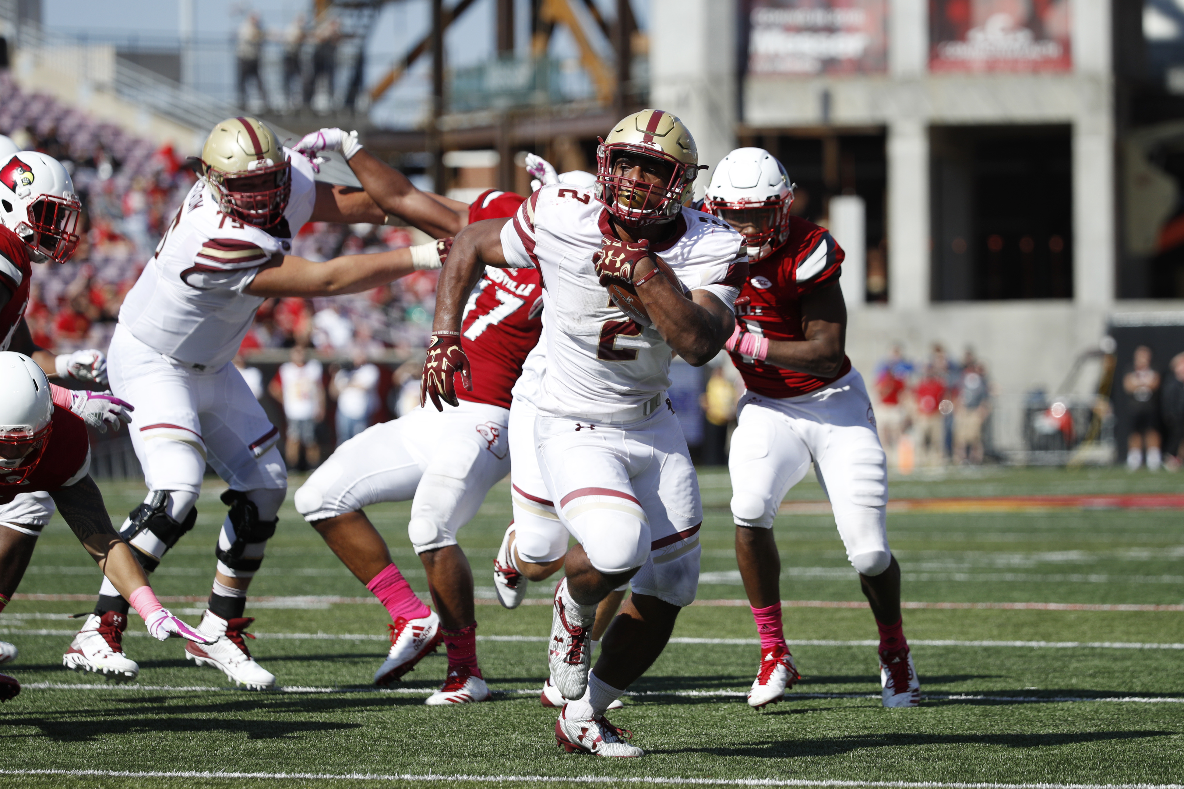 BC’s AJ Dillon breaks free for an 11-yard TD run in the fourth quarter.