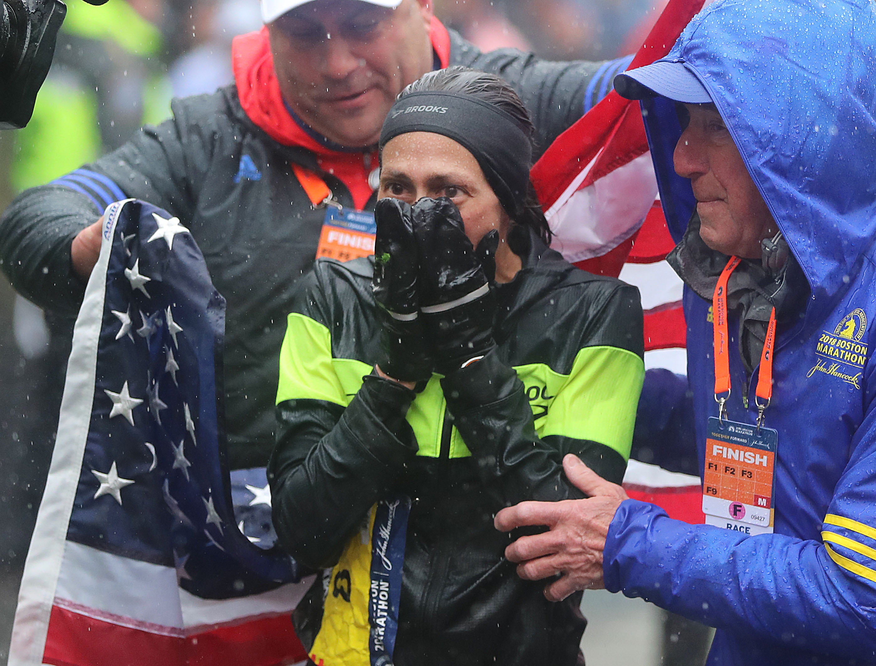 An emotional moment at the finish line.