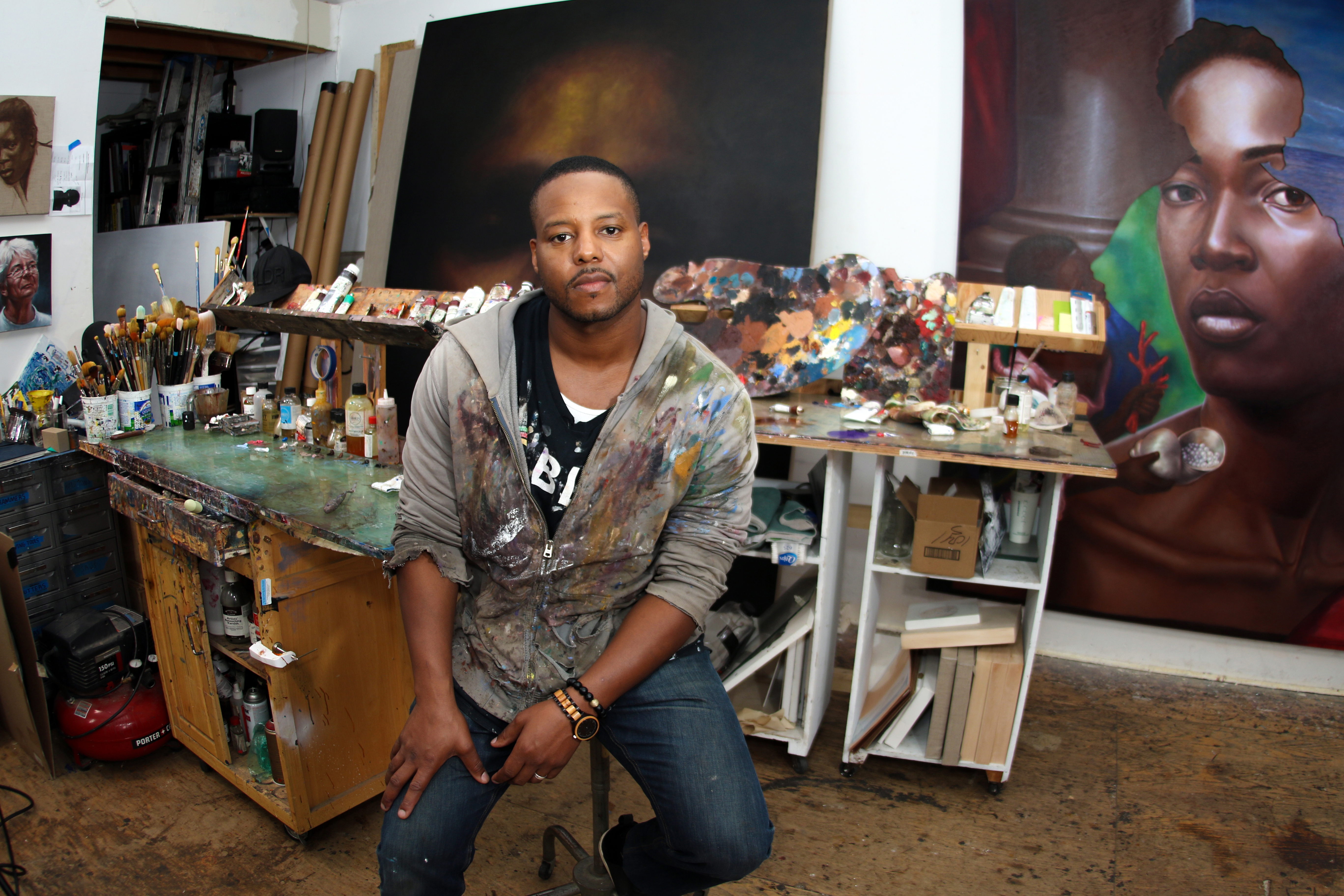 Titus Kaphar in his New Haven studio.