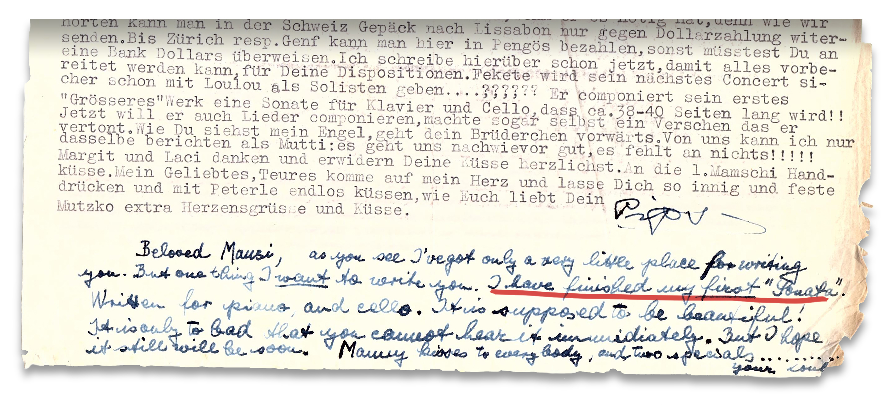 In a letter from May 1941, Delej told his sister he’d composed his “first” sonata, a work for piano and cello.