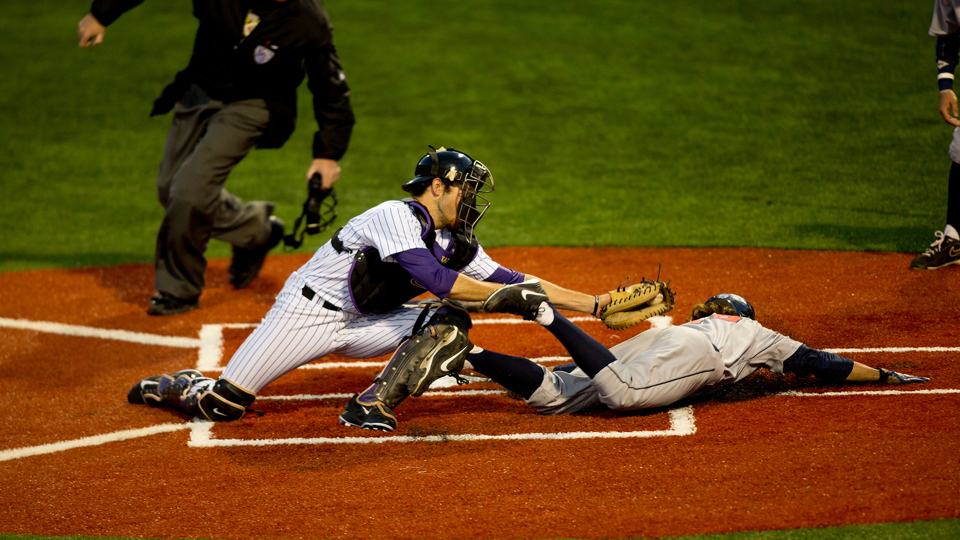 Austin Rei played in just 25 games this spring due to a thumb injury.