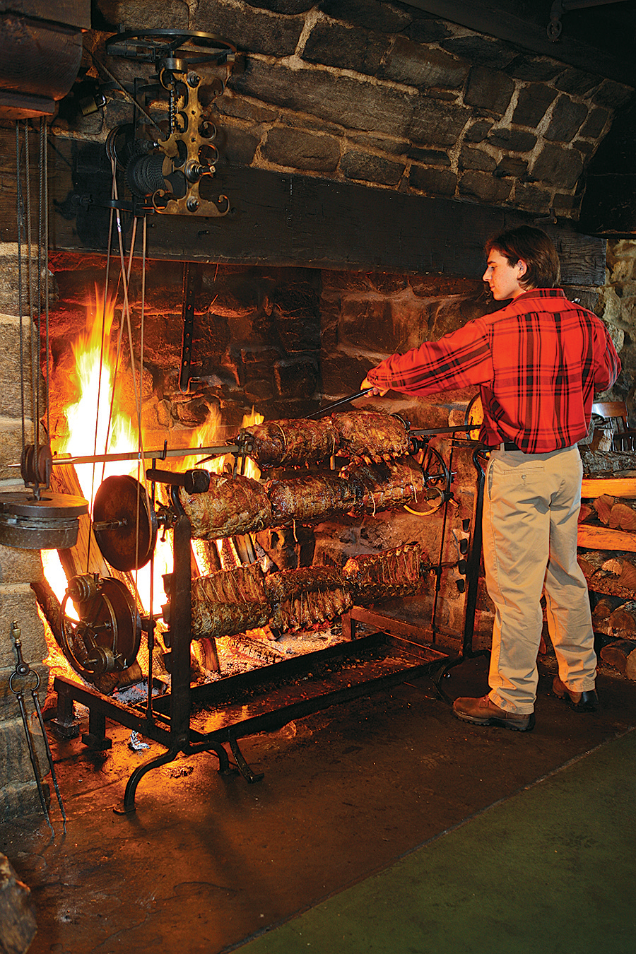 The fieldstone fireplace at the Salem Cross Inn.