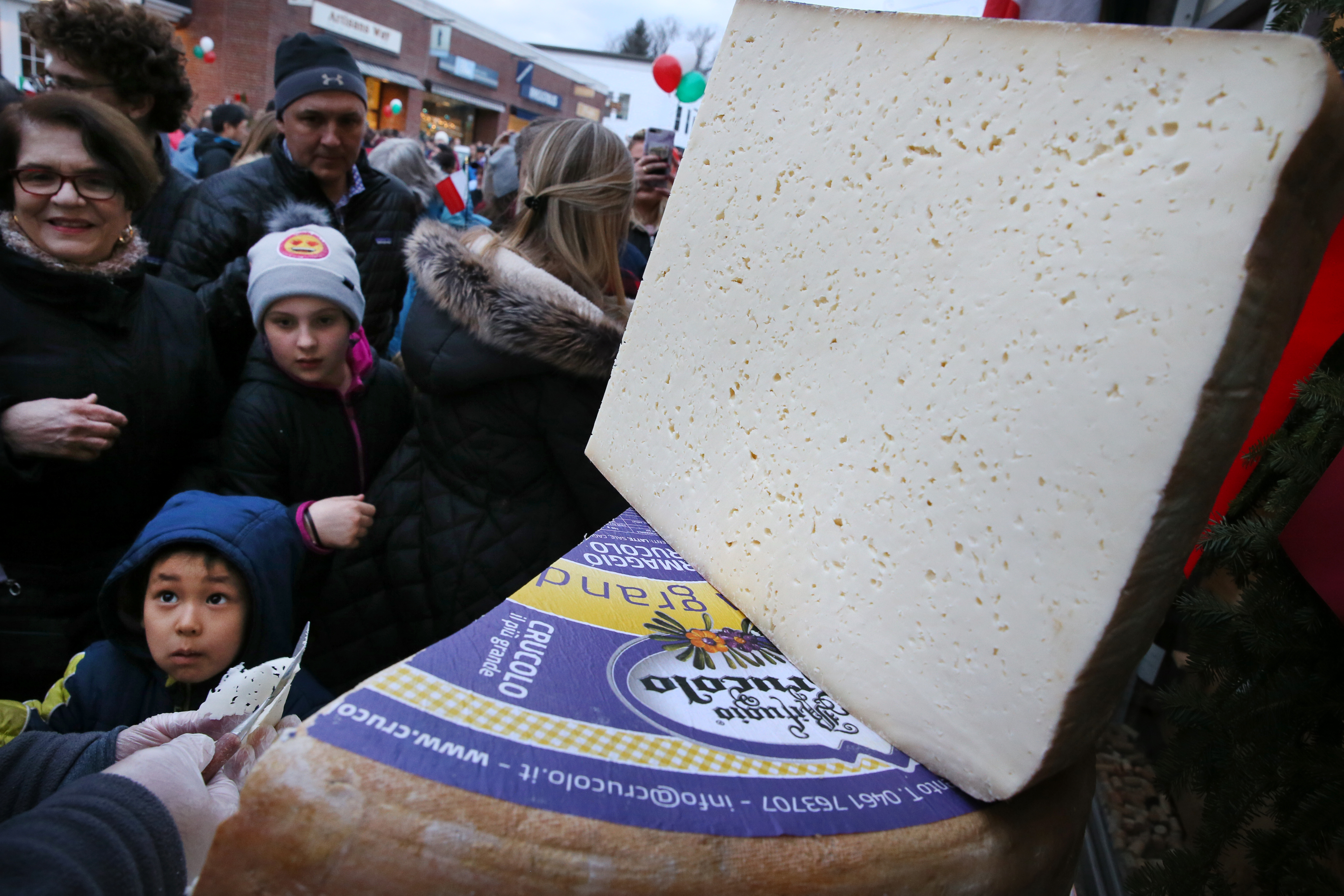 Spectators were offered samples of the crucolo cheese.