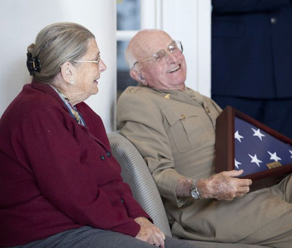 Dr. Joseph E. Murray and his wife, Bobby, attended a Veterans Day ceremony at Brigham and Women’s Hospital on Nov. 12.