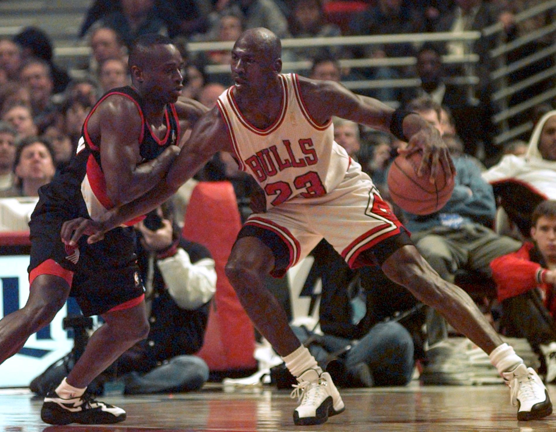 Michael Jordan, left, in 1997.