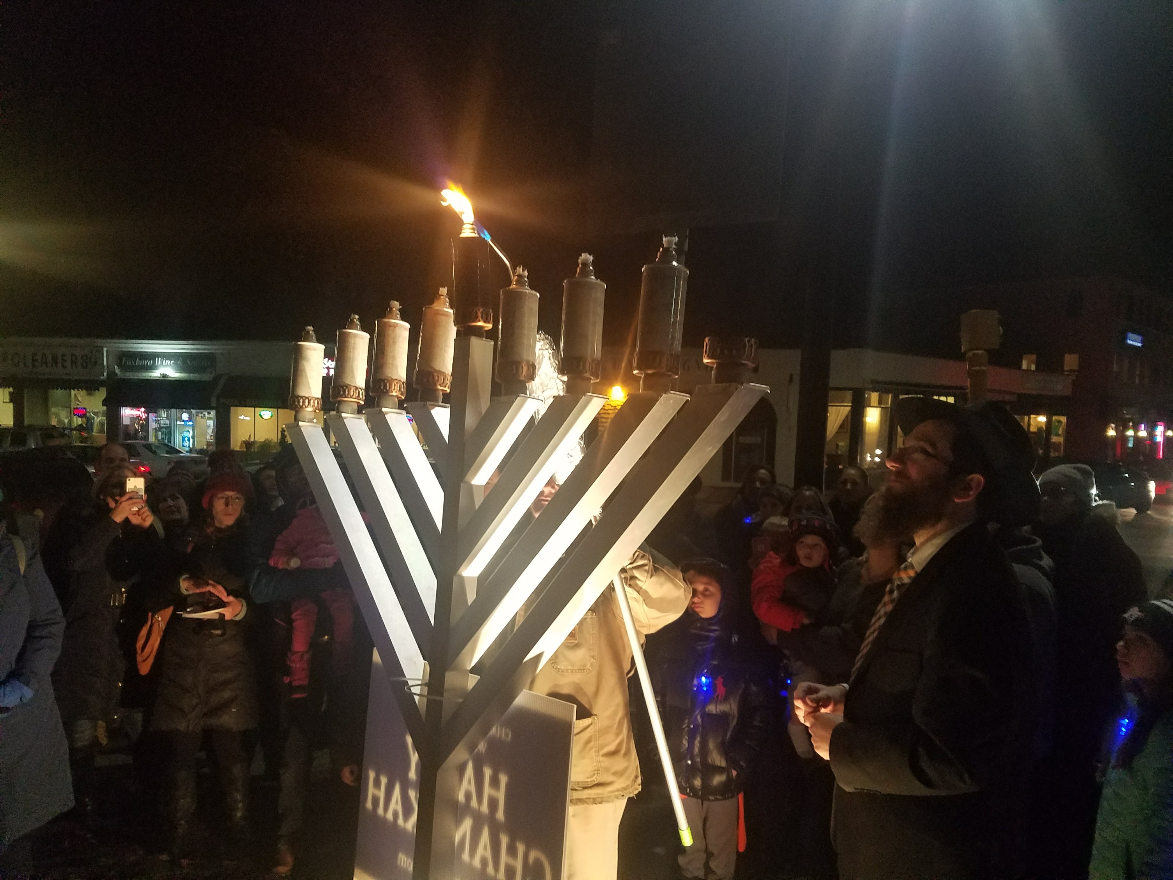 Town celebrates Hanukkah with menorah lighting The Boston Globe
