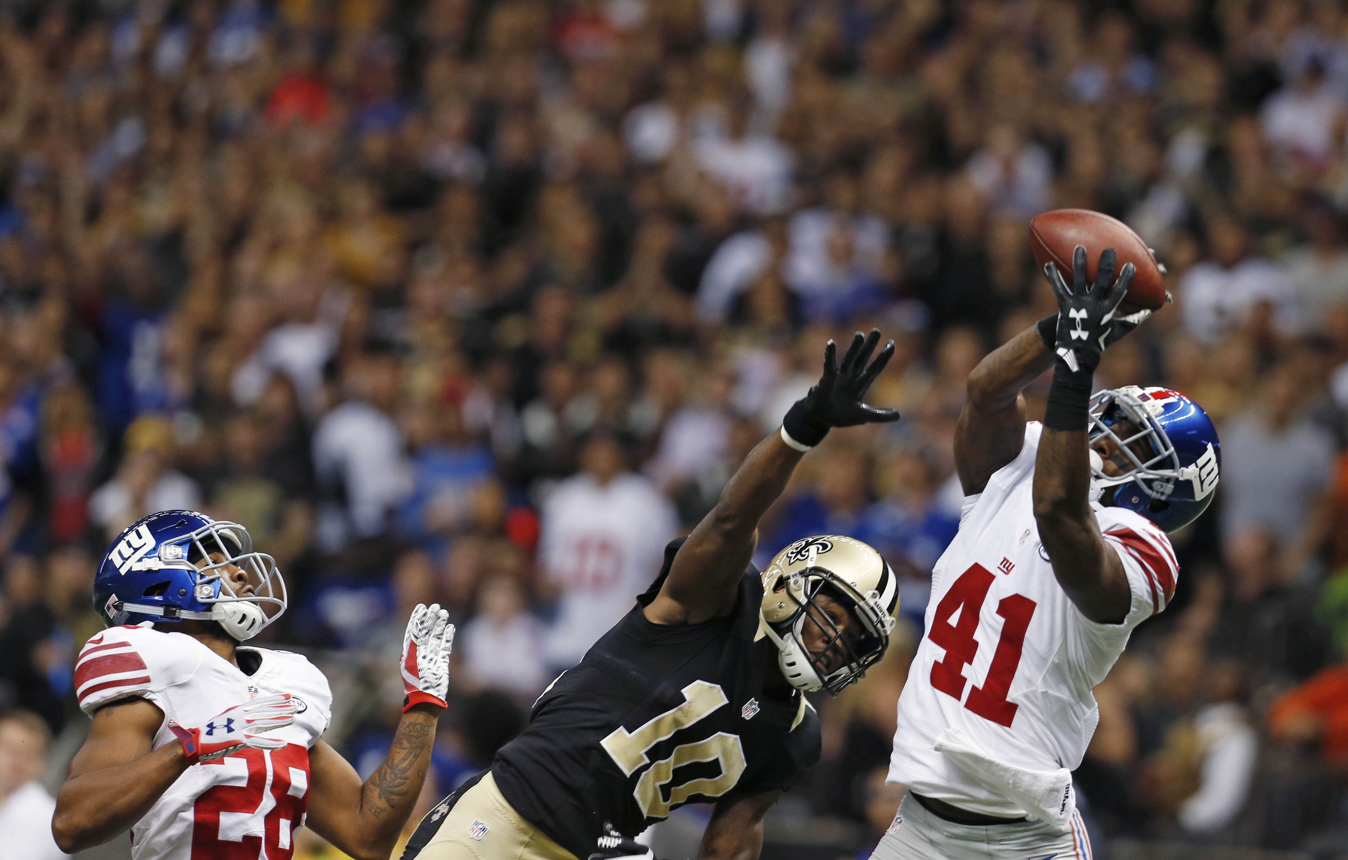 Dominique Rodgers-Cromartie leads the Giants in interceptions with three.