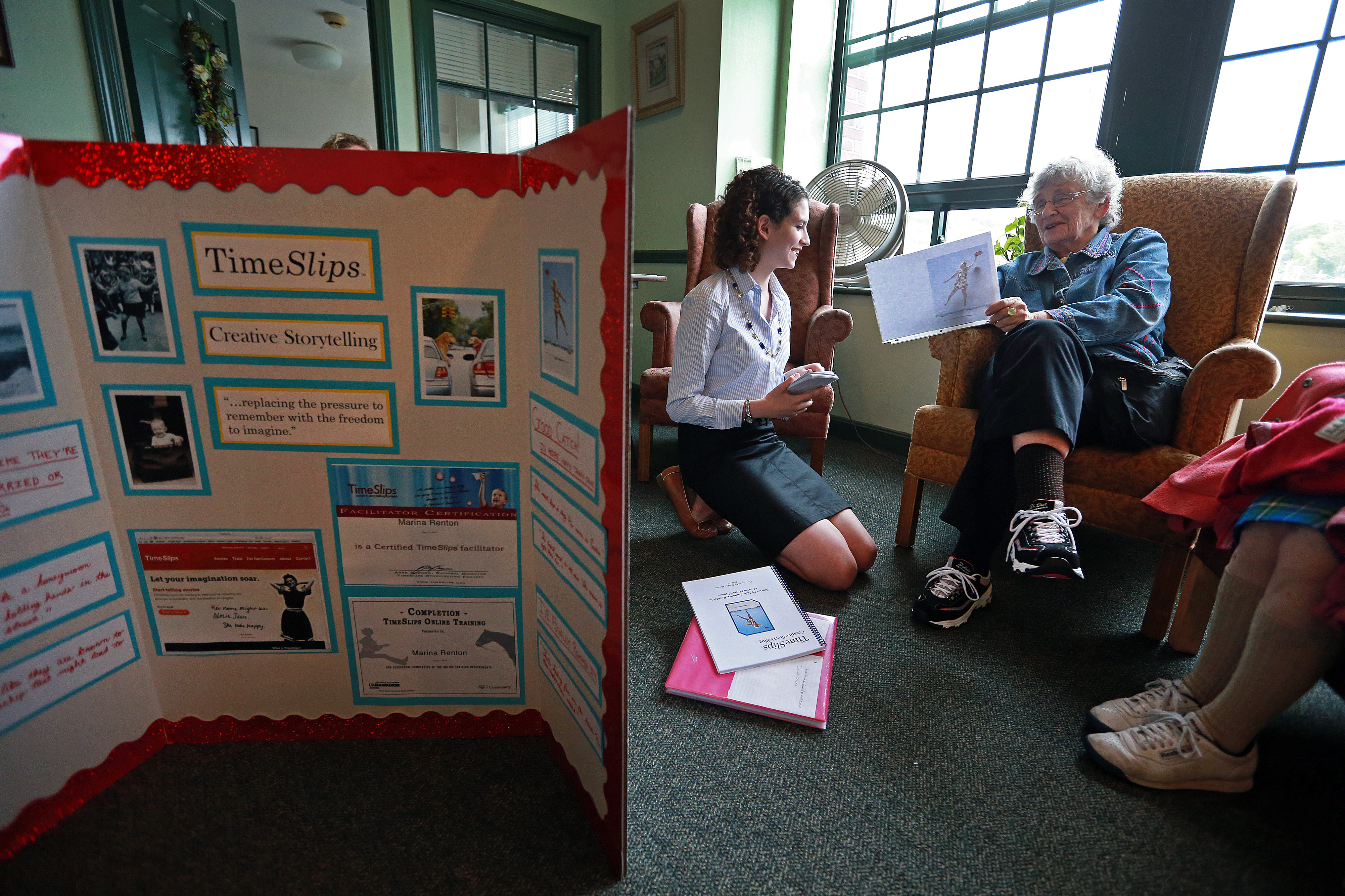 Marina Renton, with Atria resident Marianne Flynn, won $500 in the Alzheimer’s Foundation of America’s Teens for Alzheimer’s Awareness scholarship competition.
