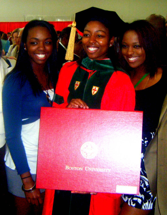 The sisters at Ebonie’s 2010 graduation from medical school; Lejae at right, Yorkela left.