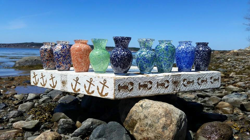 13madeinne - A company called Maine Coast Creations uses seashell bits to create eye-catching vases. (handout)