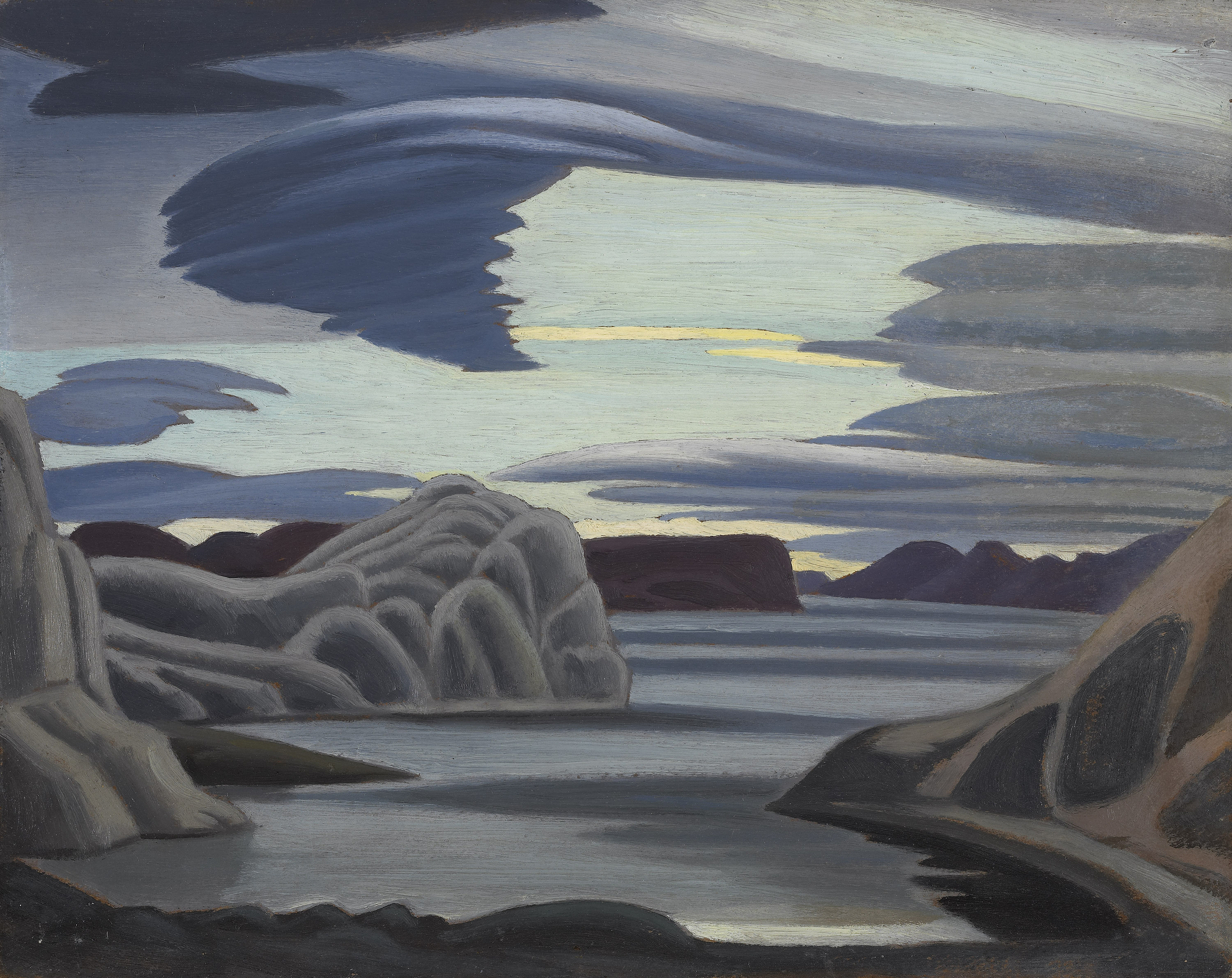 “Lake Harbour, South Shore, Baffin Island, Morning” by Lawren Harris.