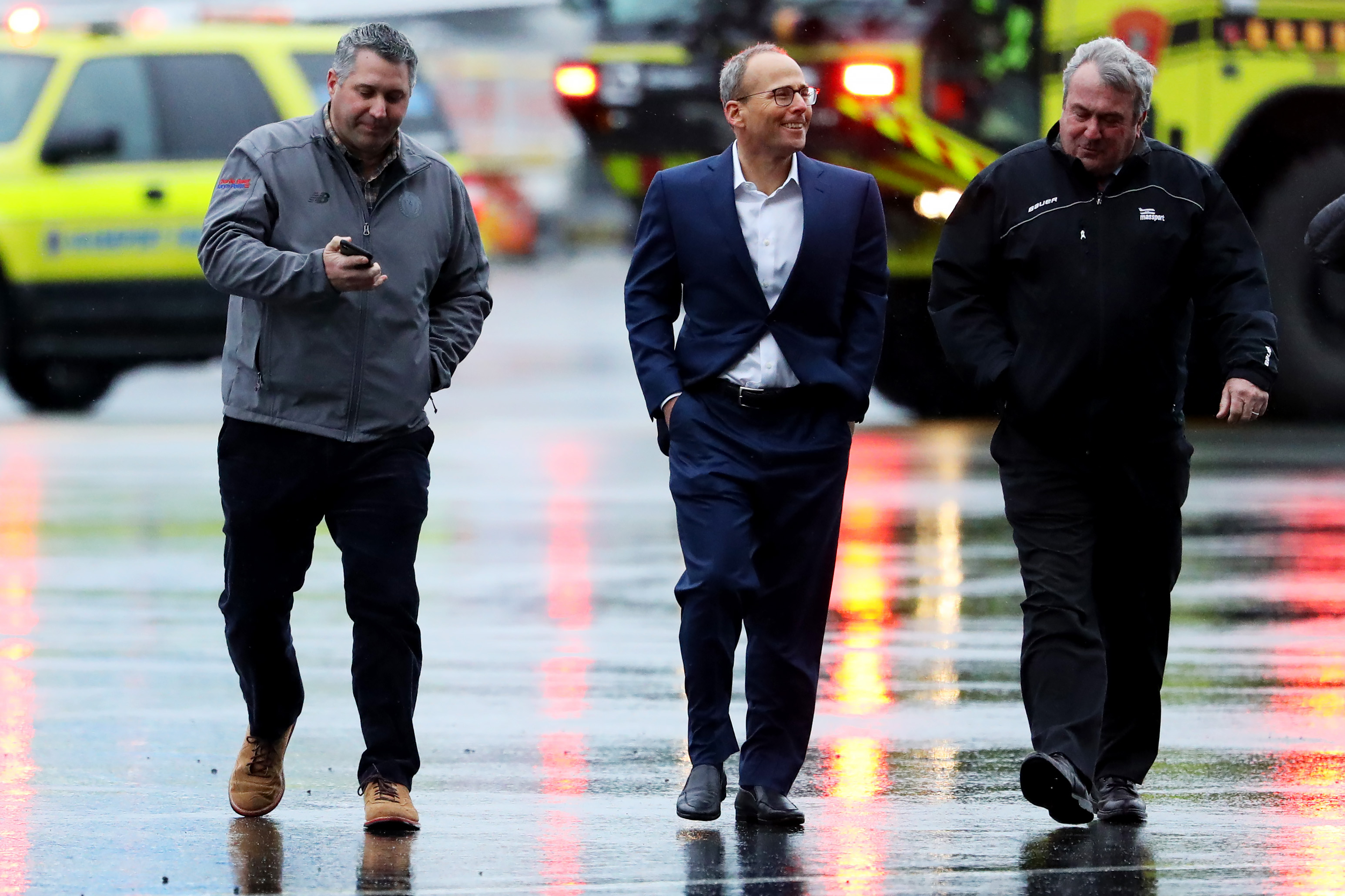 Jonathan Kraft walked the tarmac as the Patriots' plane delivered N95 masks from Shenzhen, China to Logan International Airport on Thursday.