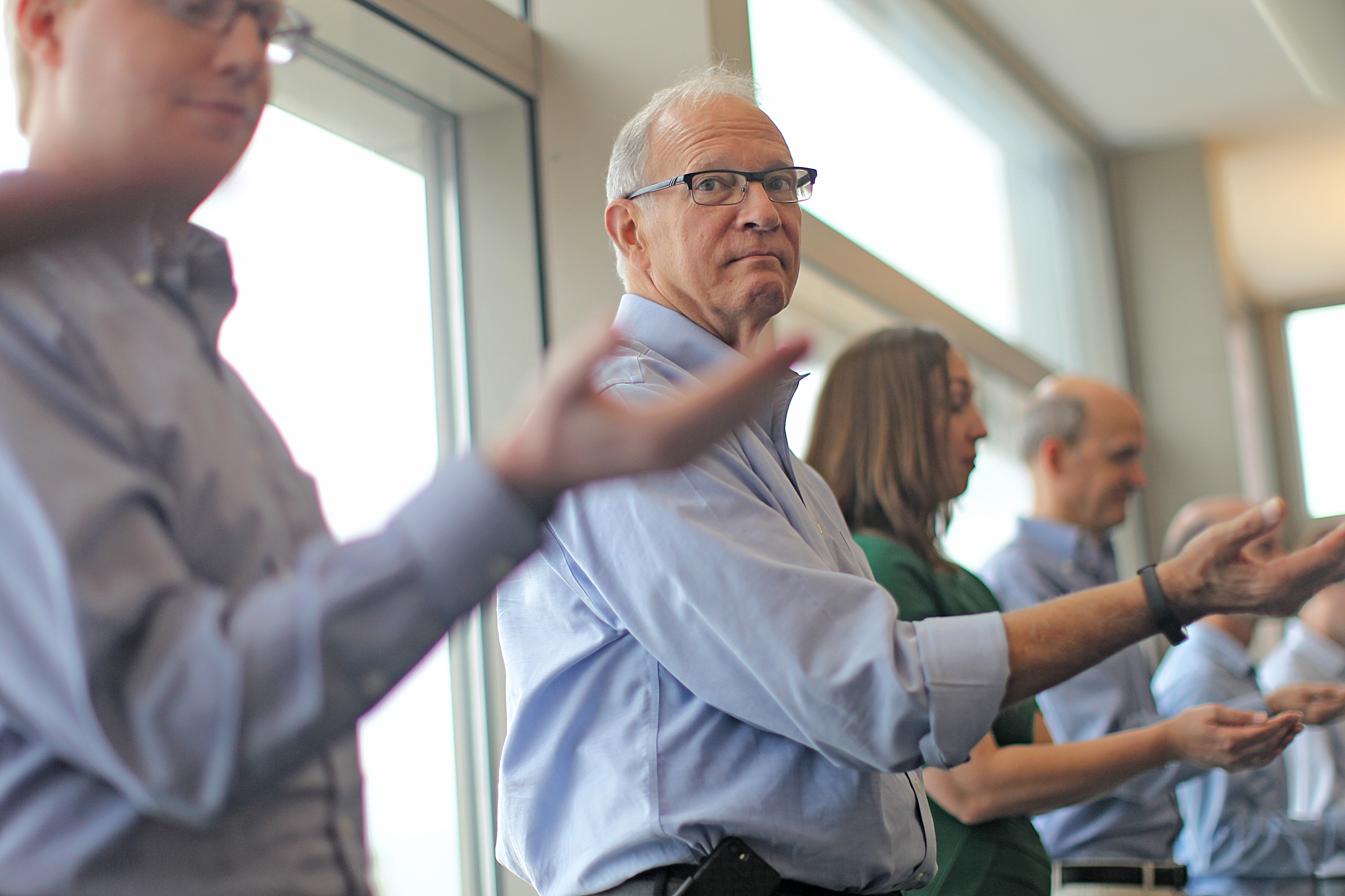 The arm-stretching, improvisational exercises are intended to make BU scientists vulnerable and open to other people.