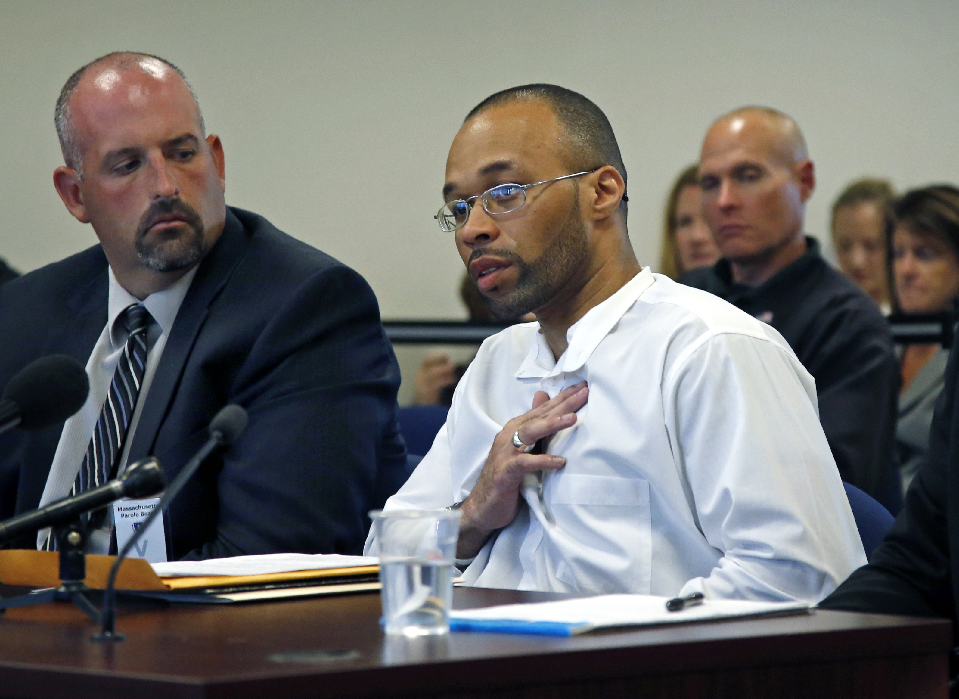 Frederick Christian, with his lawyer, Joe Mulhern, spoke on his own behalf.