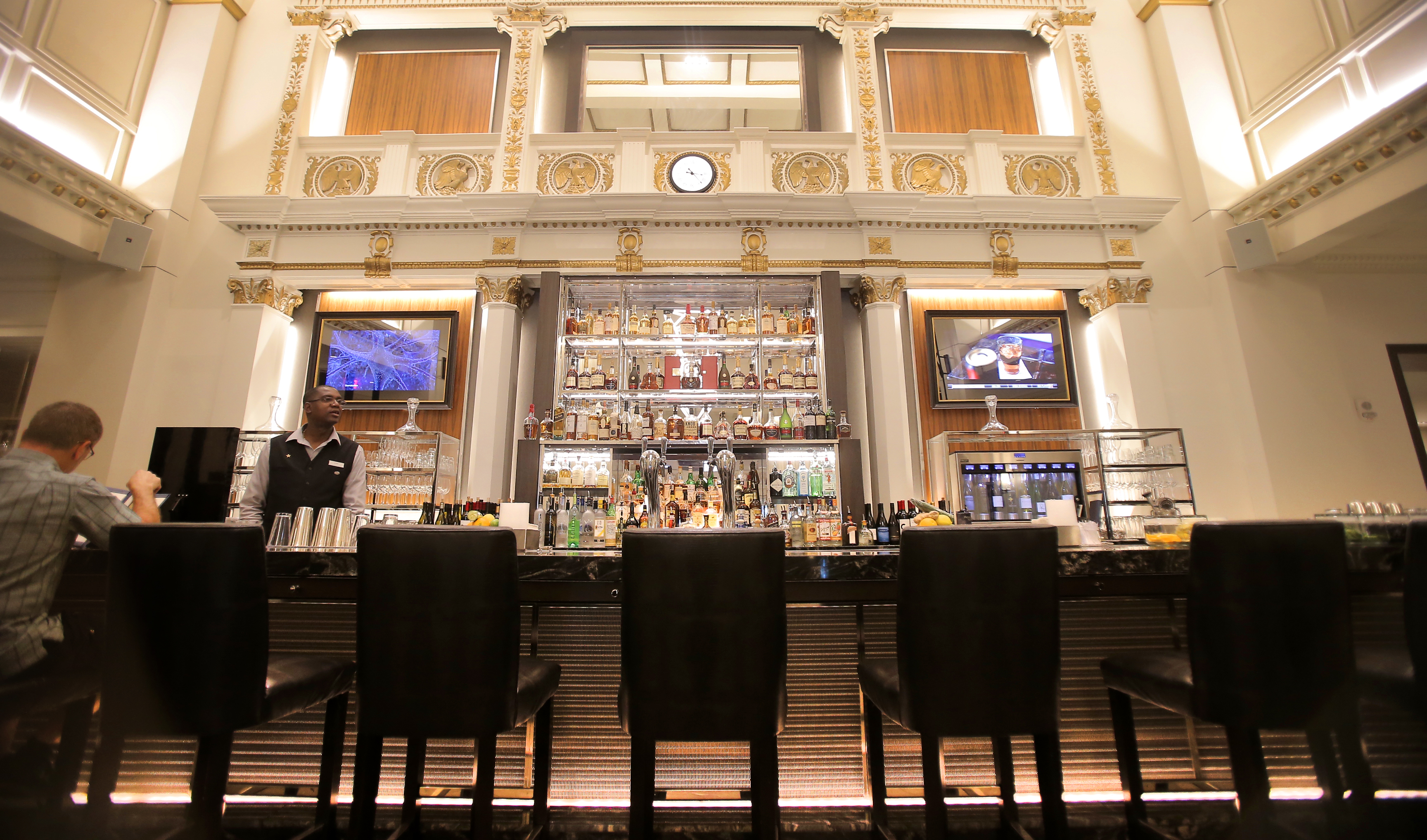 The bar at the Boston Park Plaza hotel.