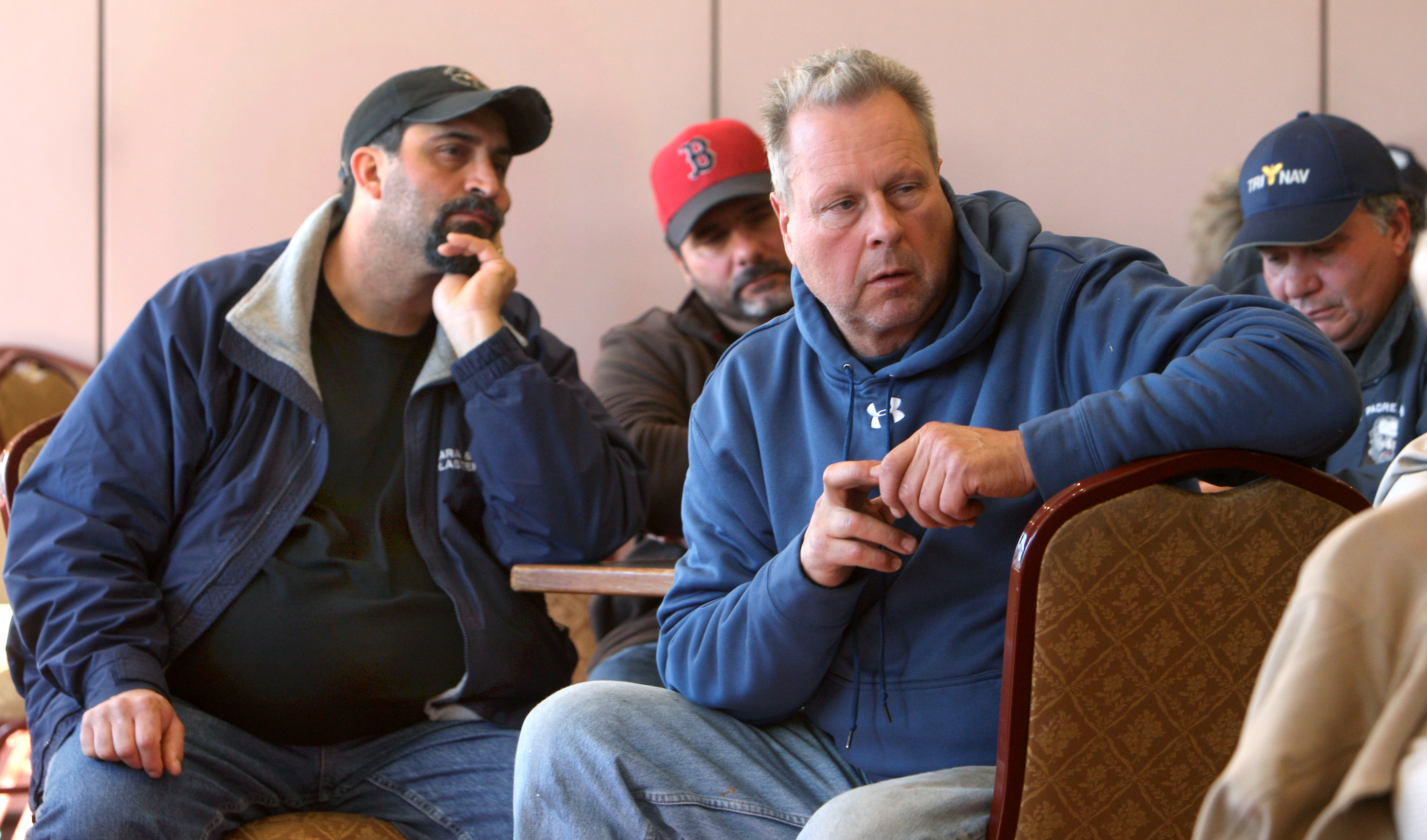 The audience at the Gloucester House restaurant as governor-elect Charlie Baker meets with fishermen to hear their concerns about the recent ban on cod fishing.