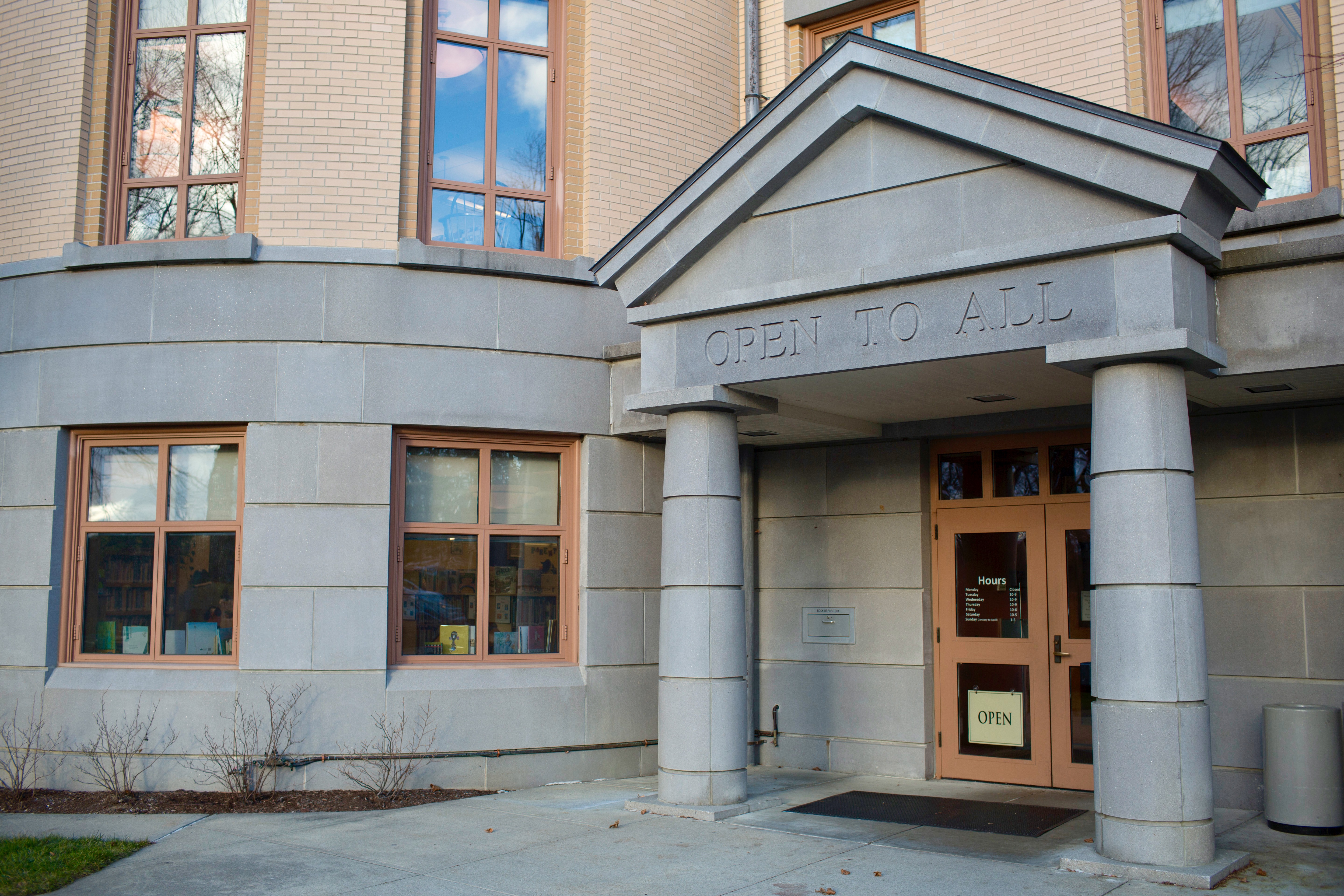 Outside the public library.