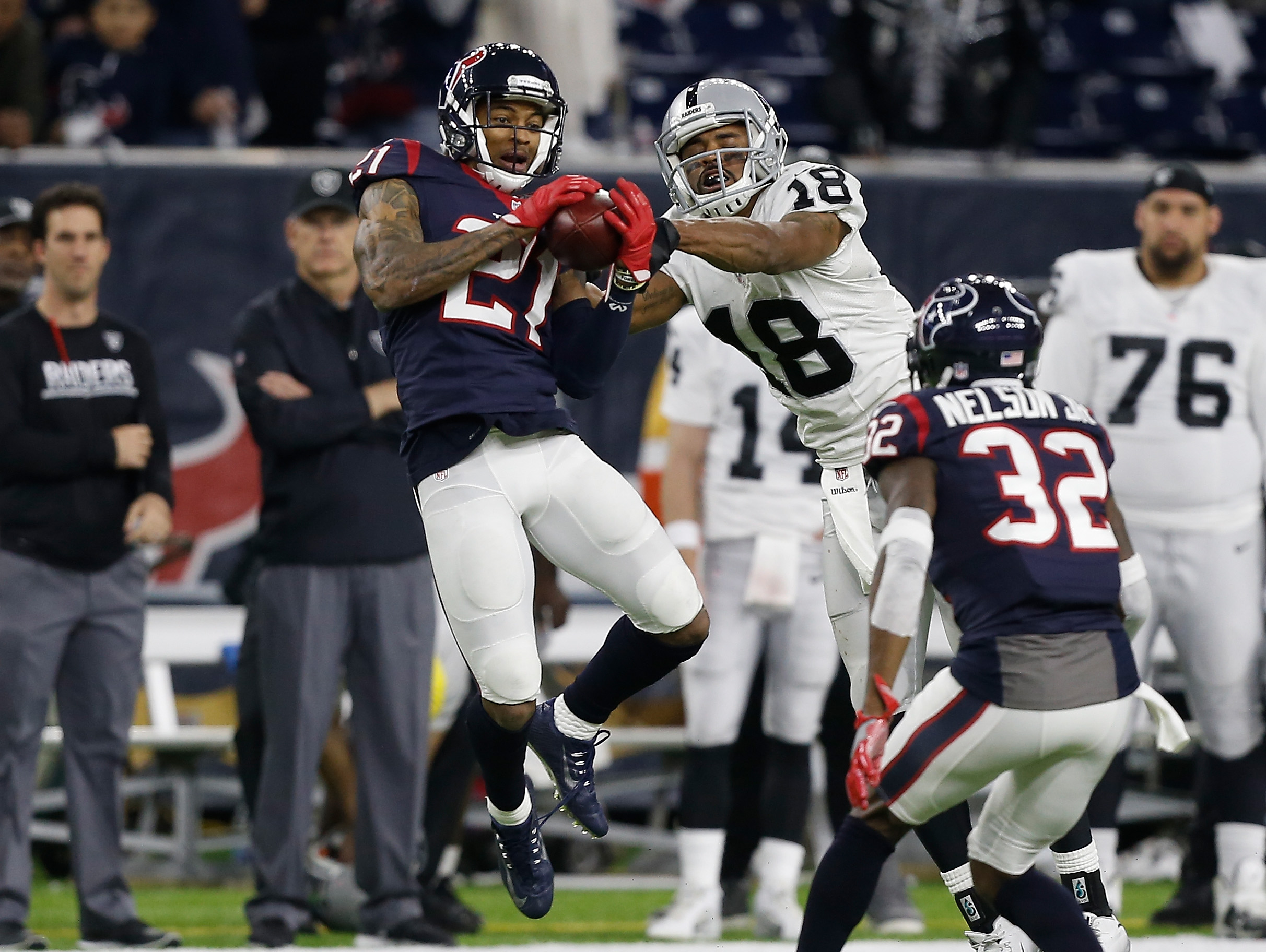 A.J. Bouye recorded a pick and four pass breakups against the Raiders.