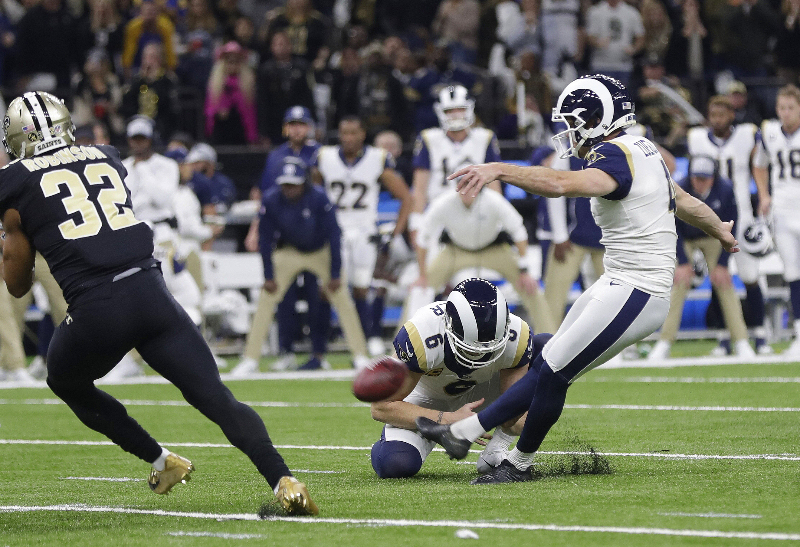 Greg Zuerlein hit this 57-yard field goal in overtime of the NFC Championship Game to send the Rams to Super Bowl LIII.
